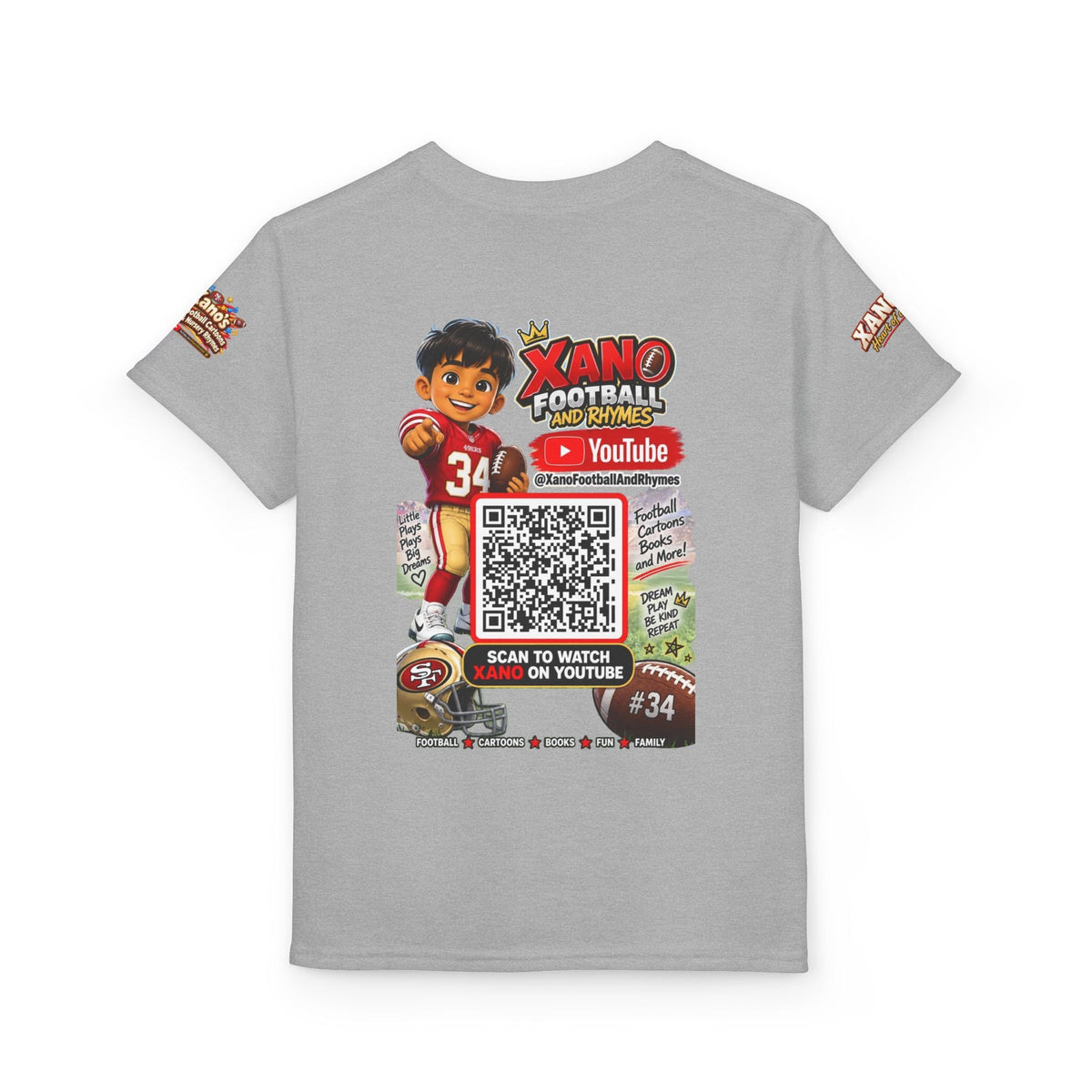 Youth Football QR Code T-Shirt — Xano Football & Rhymes YouTube Promo - Getmgirlzworld Shop