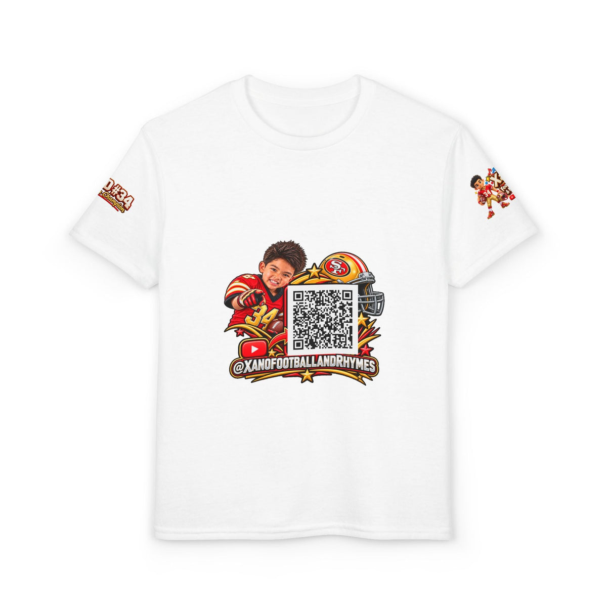 Youth Football QR Code T-Shirt — Xano Football & Rhymes YouTube Promo - Getmgirlzworld Shop