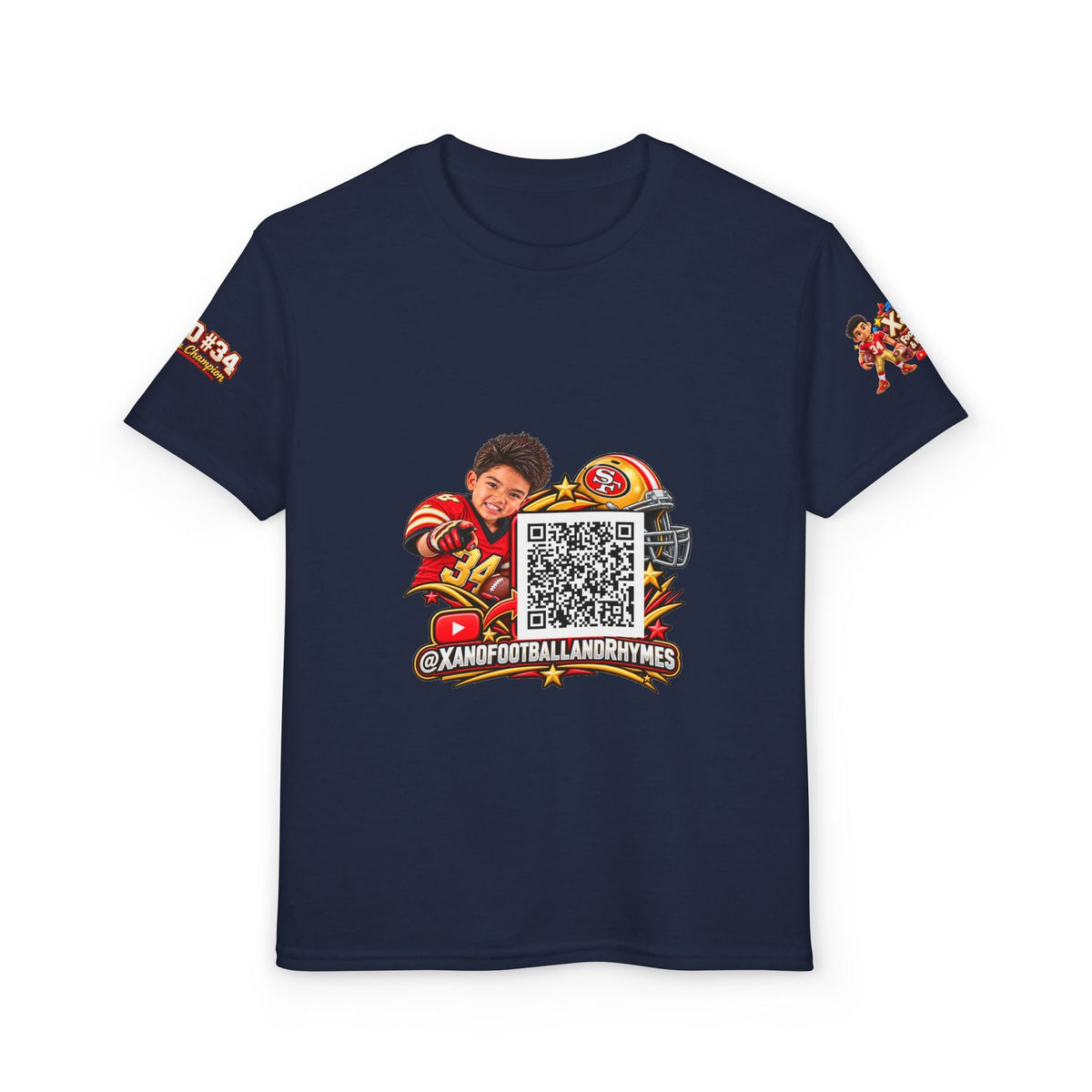 Youth Football QR Code T-Shirt — Xano Football & Rhymes YouTube Promo - Getmgirlzworld Shop
