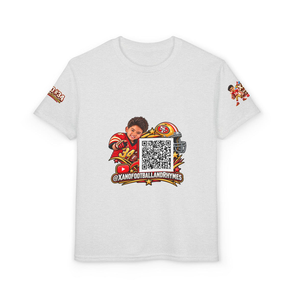 Youth Football QR Code T-Shirt — Xano Football & Rhymes YouTube Promo - Getmgirlzworld Shop