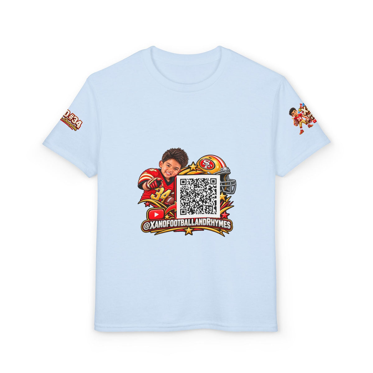 Youth Football QR Code T-Shirt — Xano Football & Rhymes YouTube Promo - Getmgirlzworld Shop