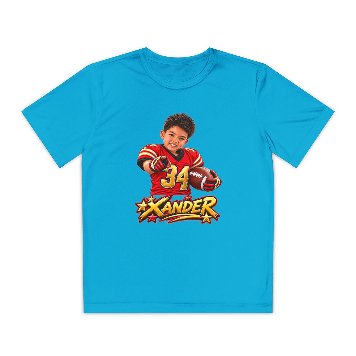 Youth Football Tee — Personalized 'Xander' Player Jersey Design - Getmgirlzworld Shop