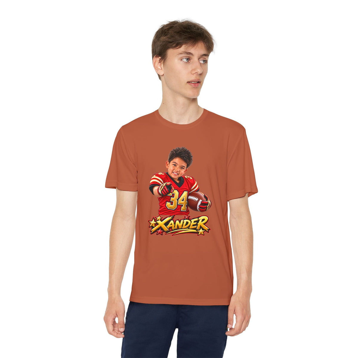 Youth Football Tee — Personalized 'Xander' Player Jersey Design - Getmgirlzworld Shop