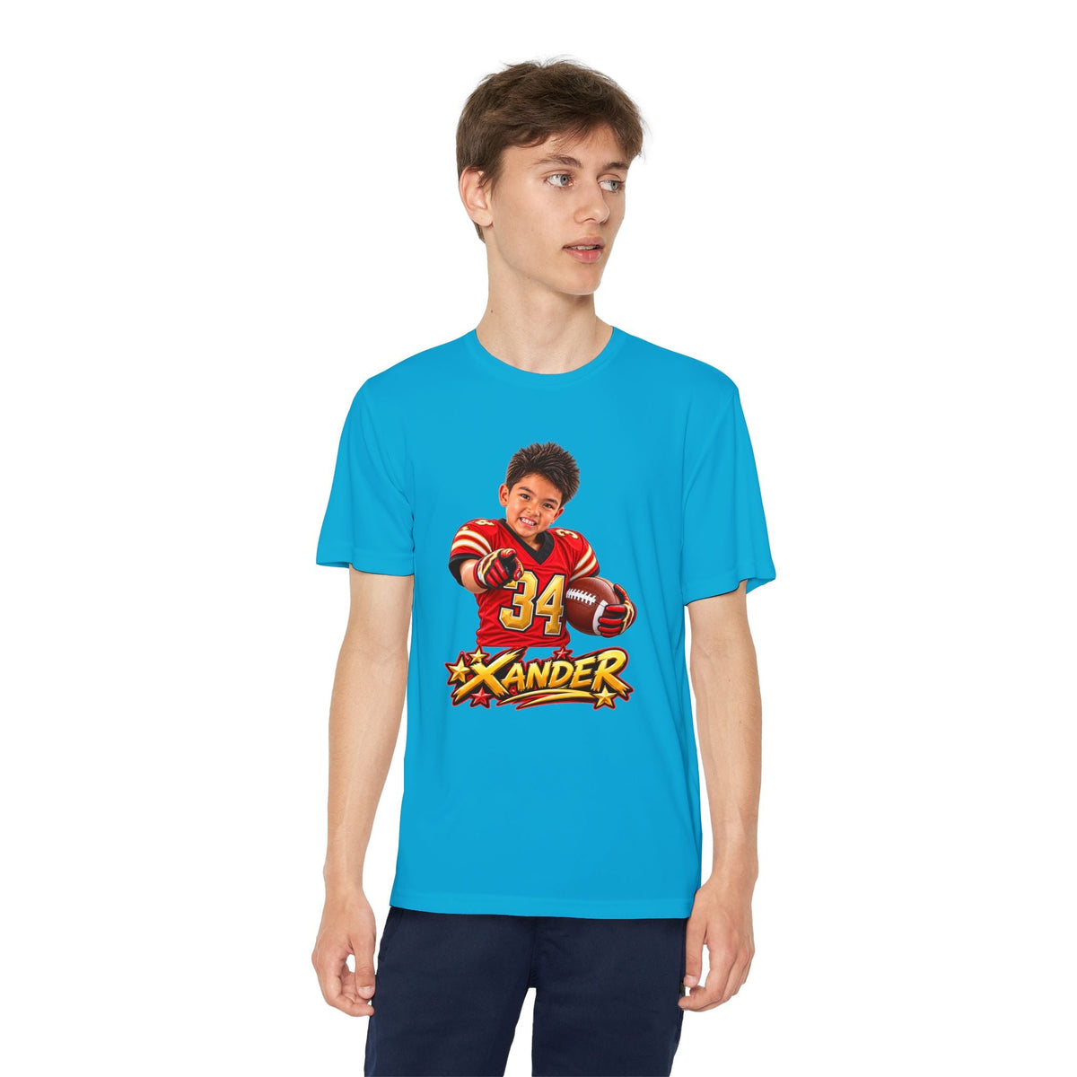 Youth Football Tee — Personalized 'Xander' Player Jersey Design - Getmgirlzworld Shop