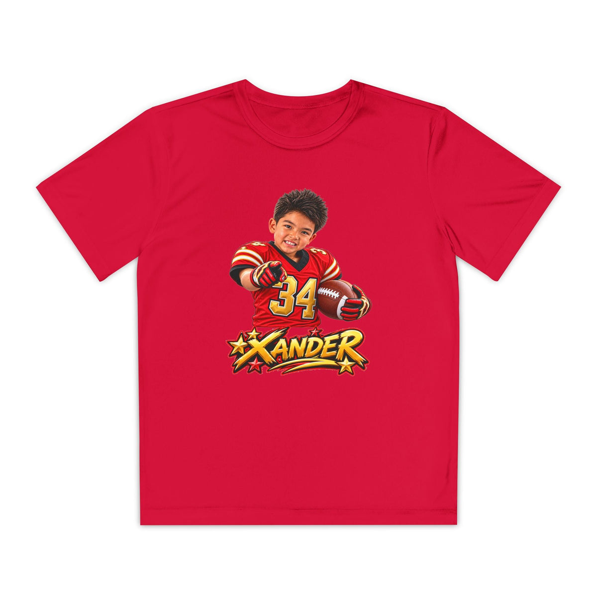 Youth Football Tee — Personalized 'Xander' Player Jersey Design - Getmgirlzworld Shop