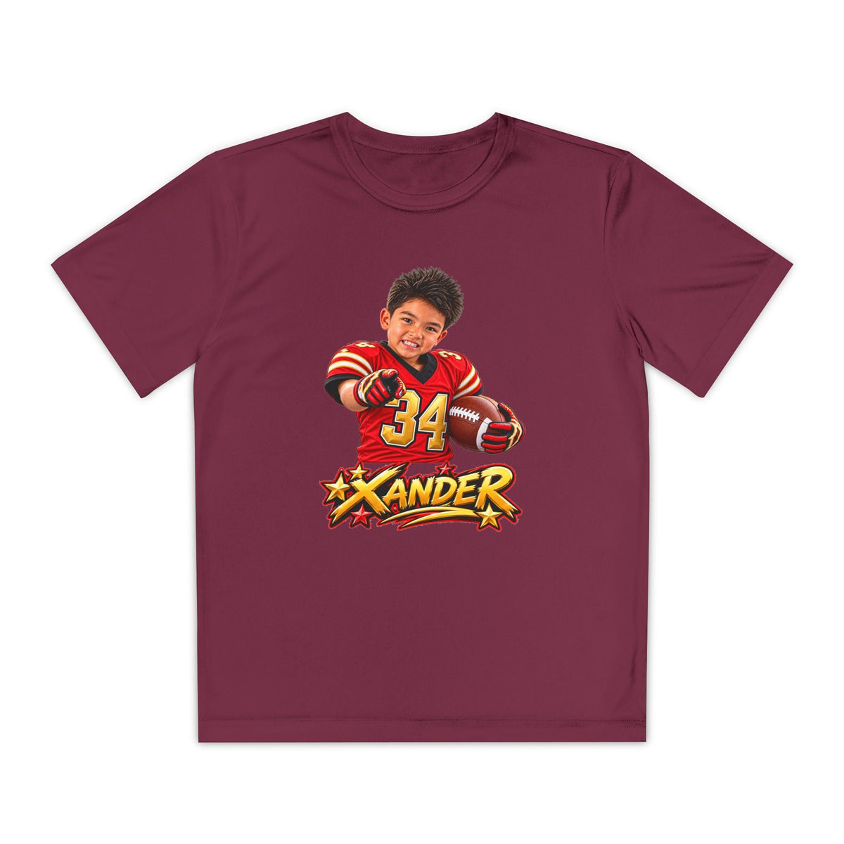 Youth Football Tee — Personalized 'Xander' Player Jersey Design - Getmgirlzworld Shop