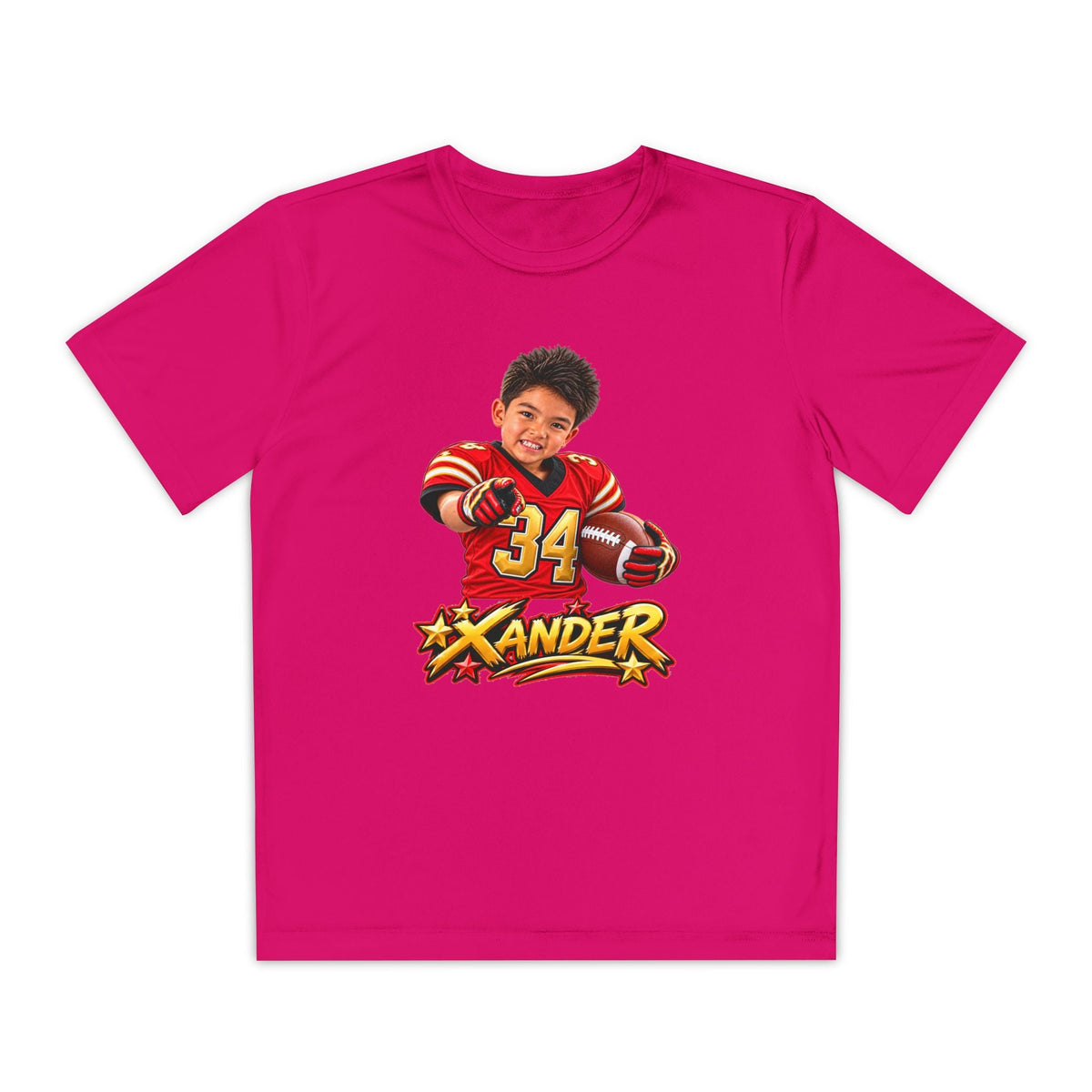 Youth Football Tee — Personalized 'Xander' Player Jersey Design - Getmgirlzworld Shop