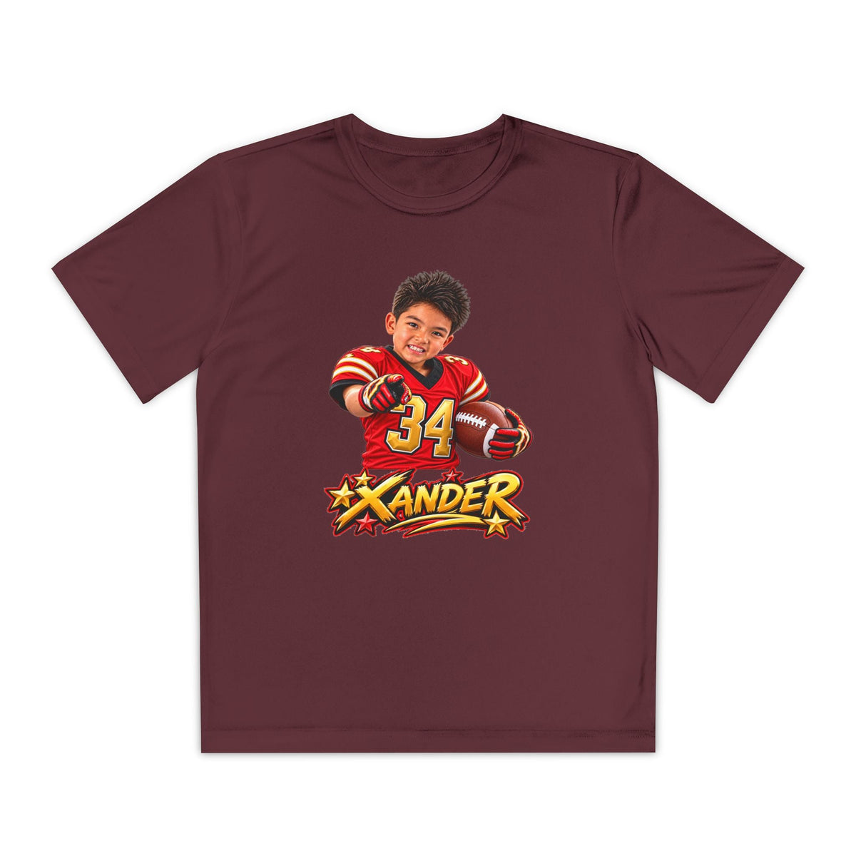Youth Football Tee — Personalized 'Xander' Player Jersey Design - Getmgirlzworld Shop