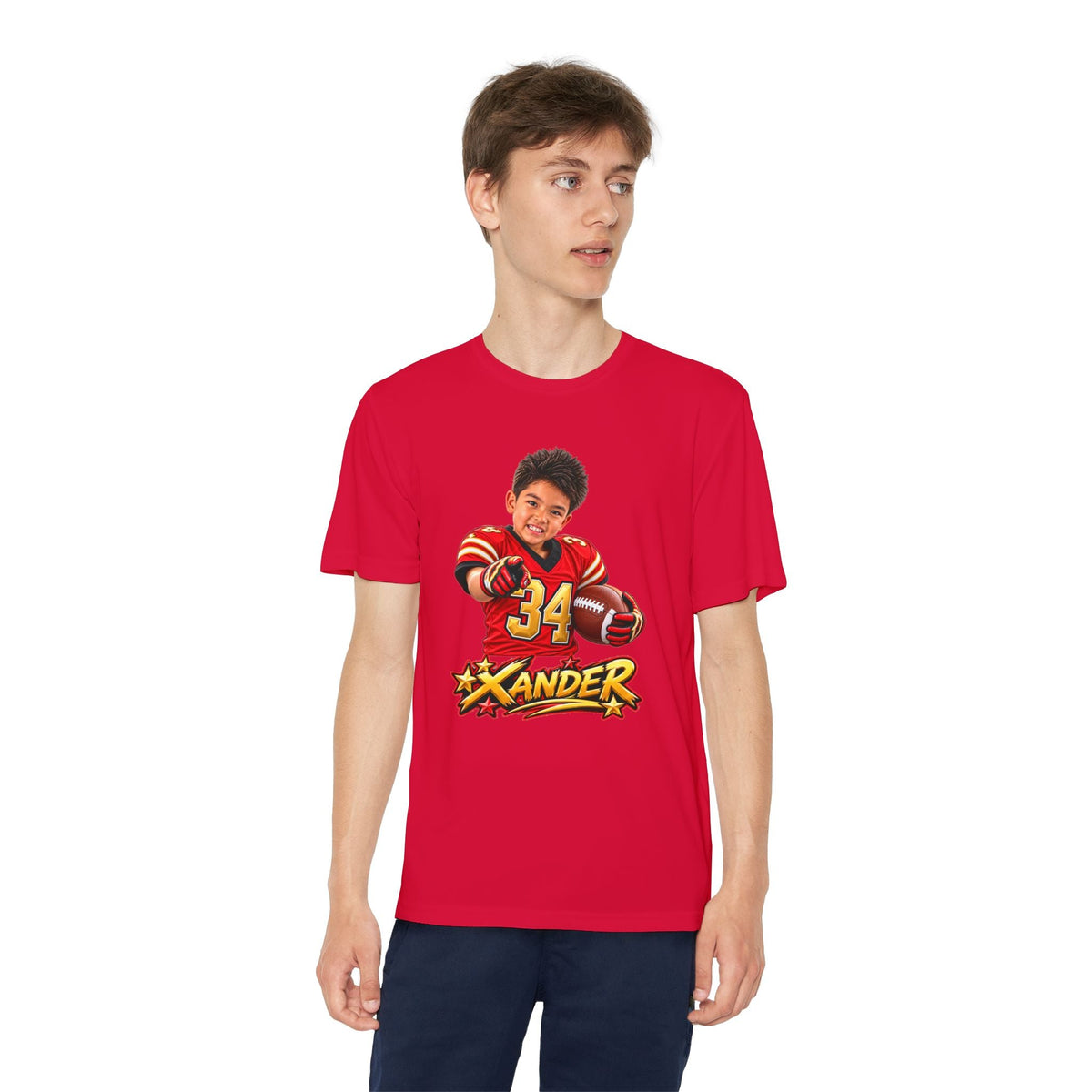 Youth Football Tee — Personalized 'Xander' Player Jersey Design - Getmgirlzworld Shop