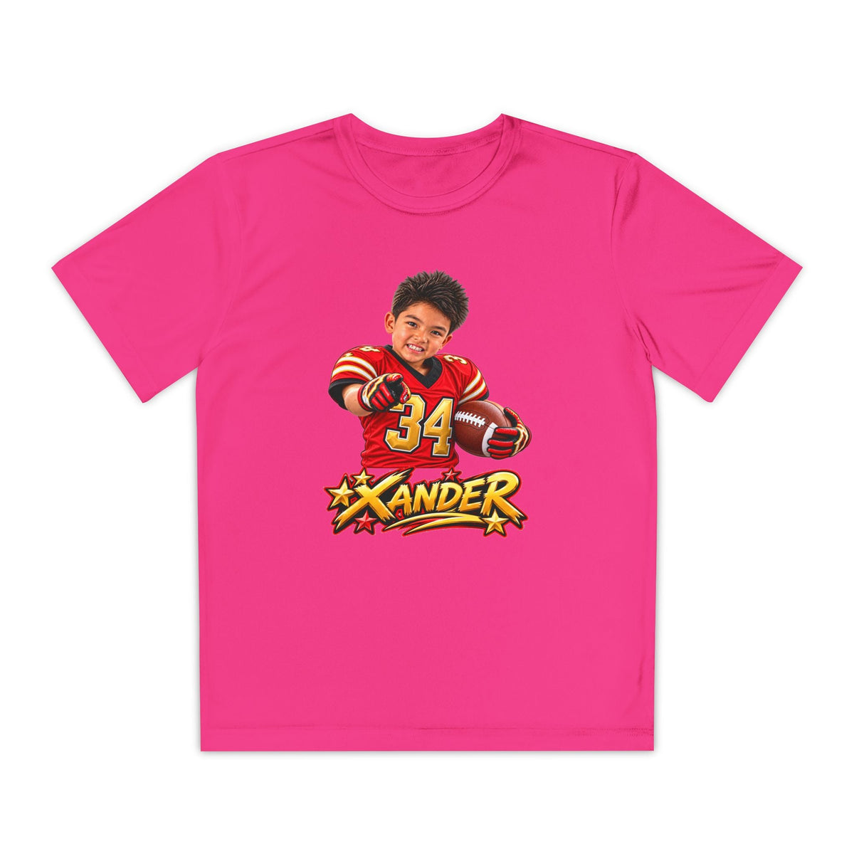 Youth Football Tee — Personalized 'Xander' Player Jersey Design - Getmgirlzworld Shop