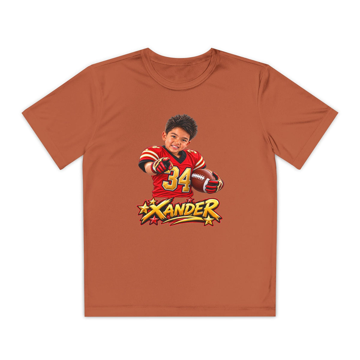 Youth Football Tee — Personalized 'Xander' Player Jersey Design - Getmgirlzworld Shop