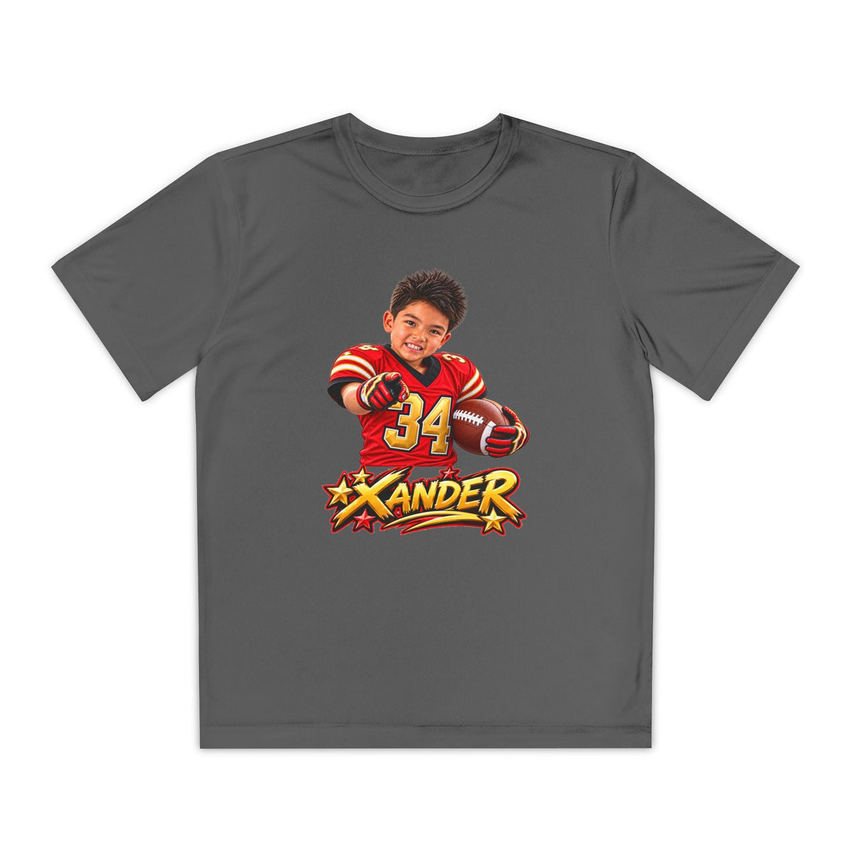 Youth Football Tee — Personalized 'Xander' Player Jersey Design - Getmgirlzworld Shop