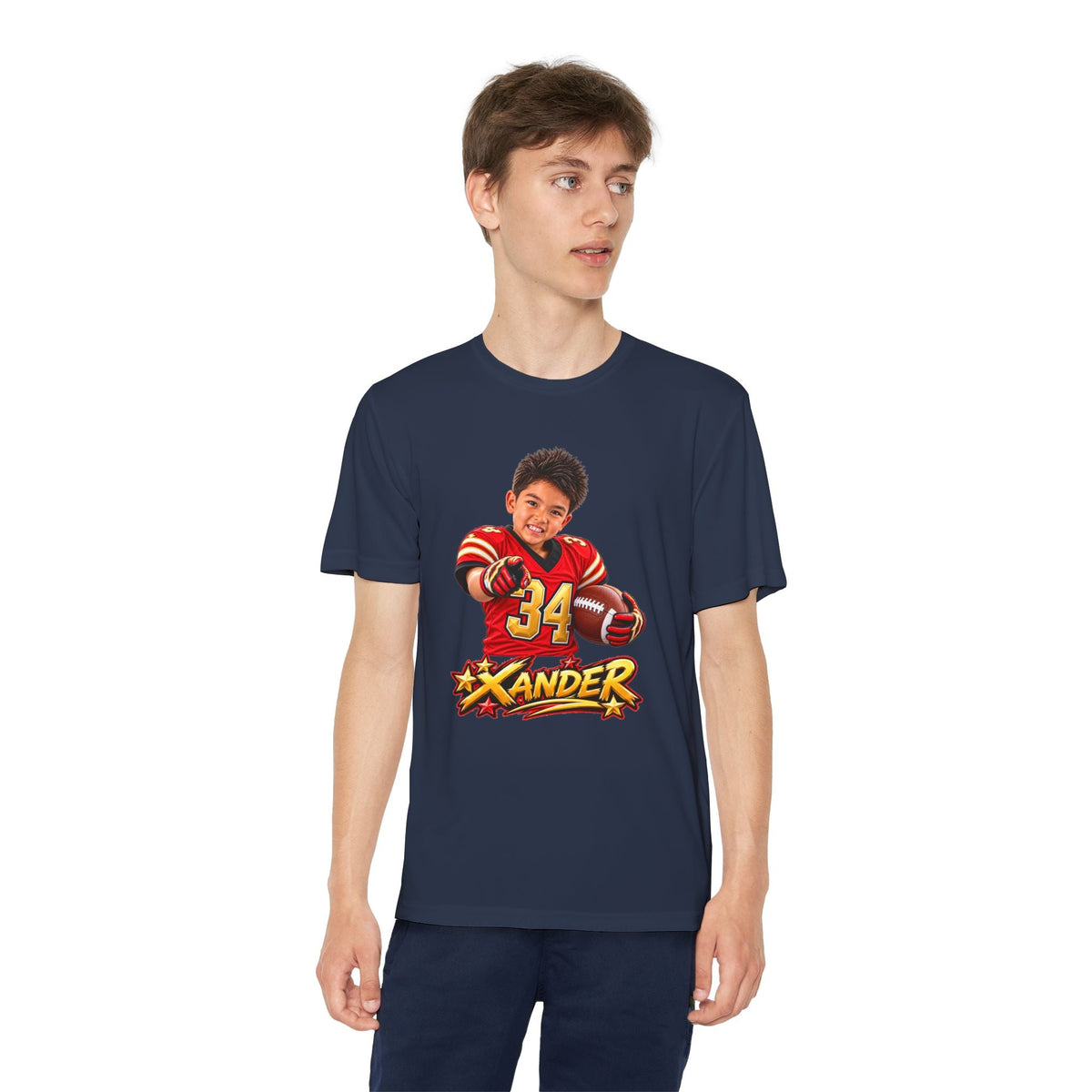 Youth Football Tee — Personalized 'Xander' Player Jersey Design - Getmgirlzworld Shop