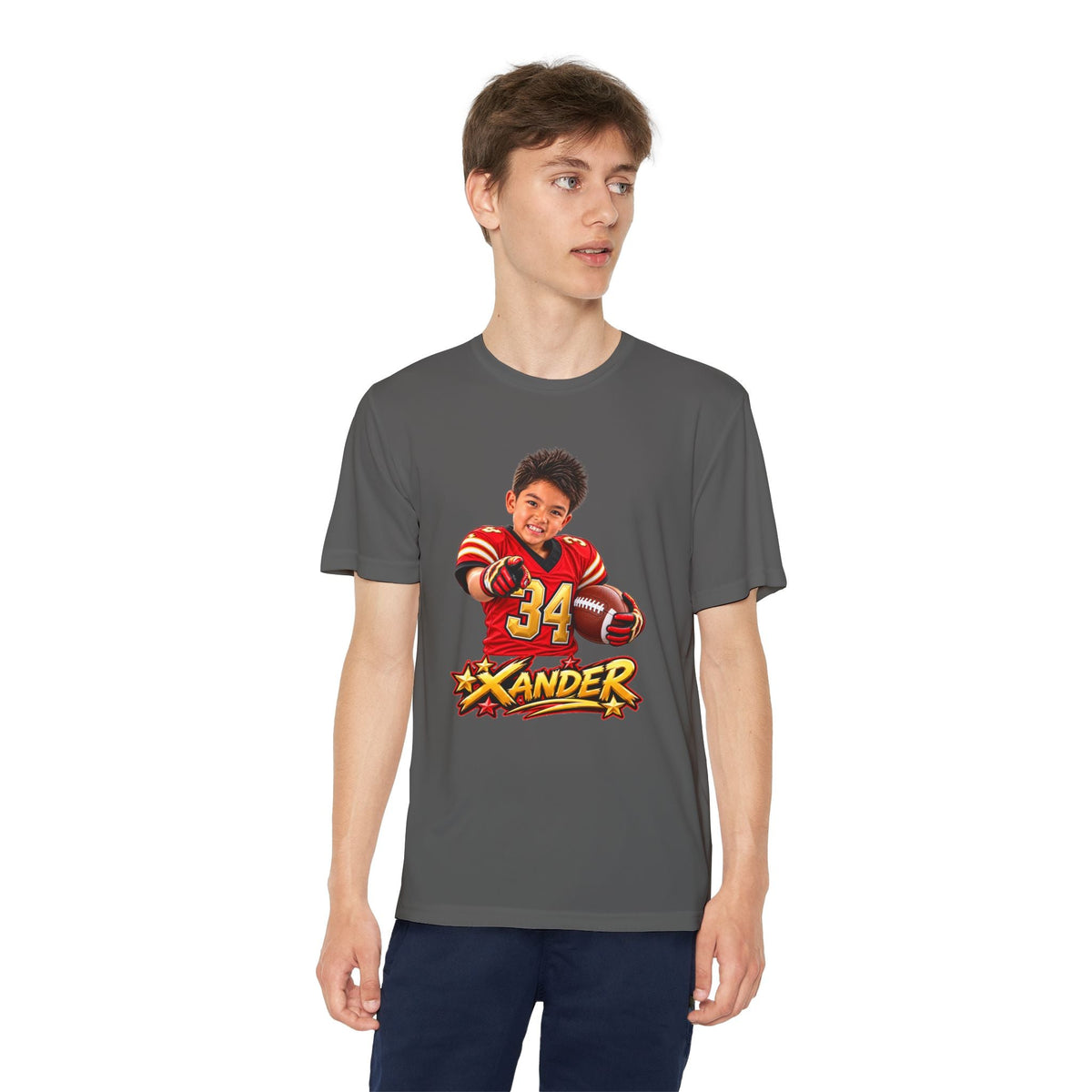 Youth Football Tee — Personalized 'Xander' Player Jersey Design - Getmgirlzworld Shop