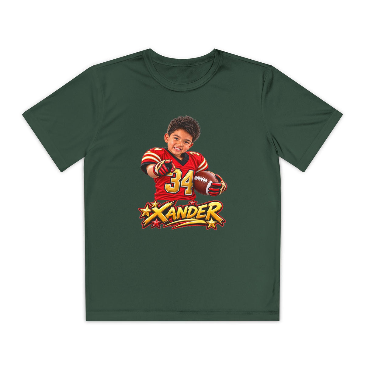 Youth Football Tee — Personalized 'Xander' Player Jersey Design - Getmgirlzworld Shop