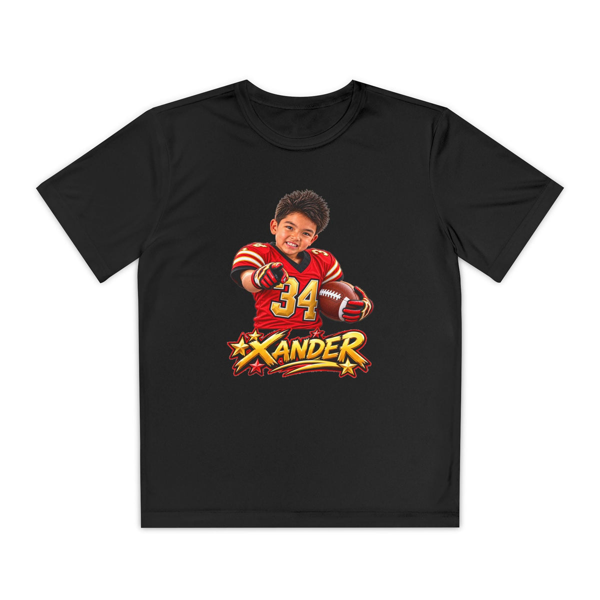 Youth Football Tee — Personalized 'Xander' Player Jersey Design - Getmgirlzworld Shop