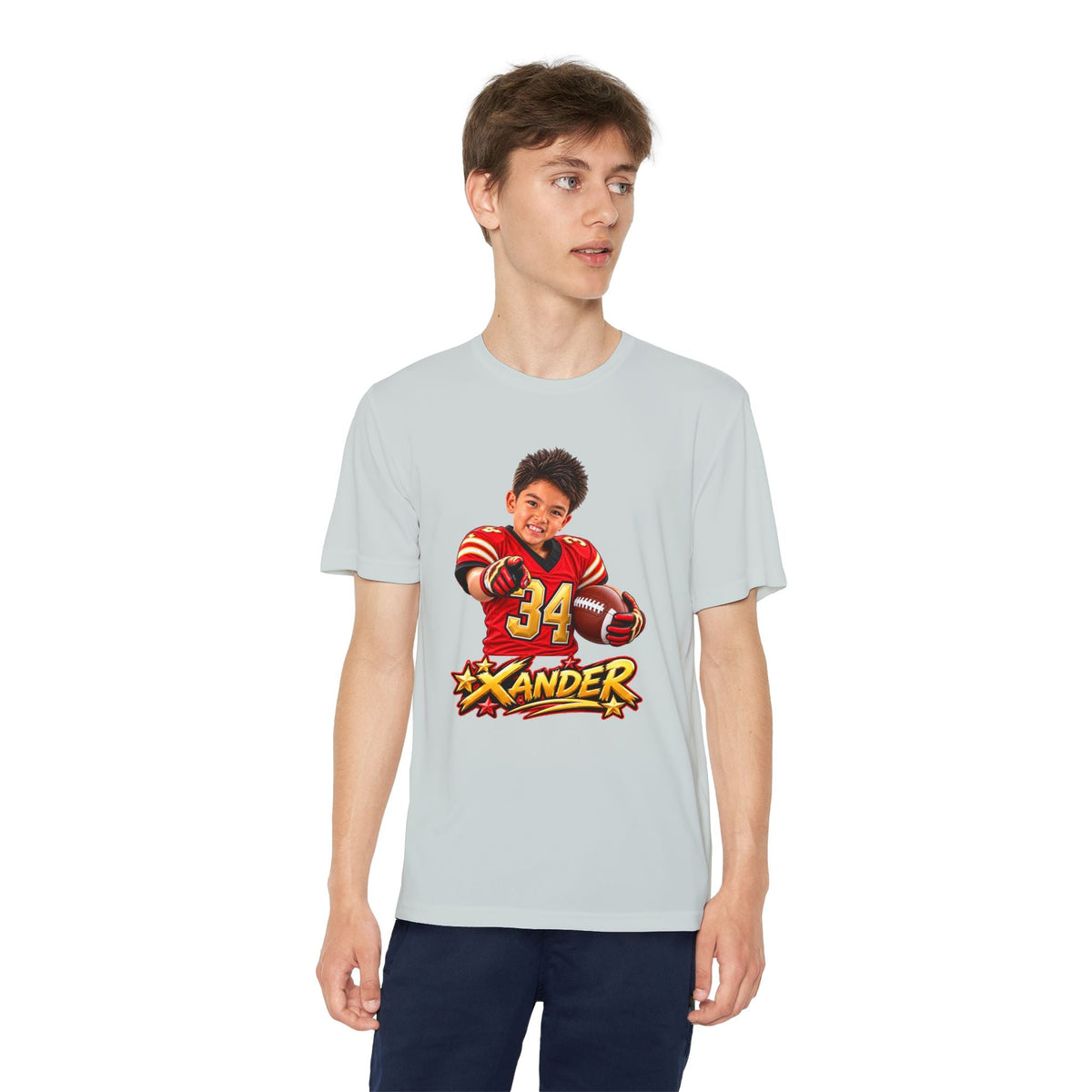 Youth Football Tee — Personalized 'Xander' Player Jersey Design - Getmgirlzworld Shop