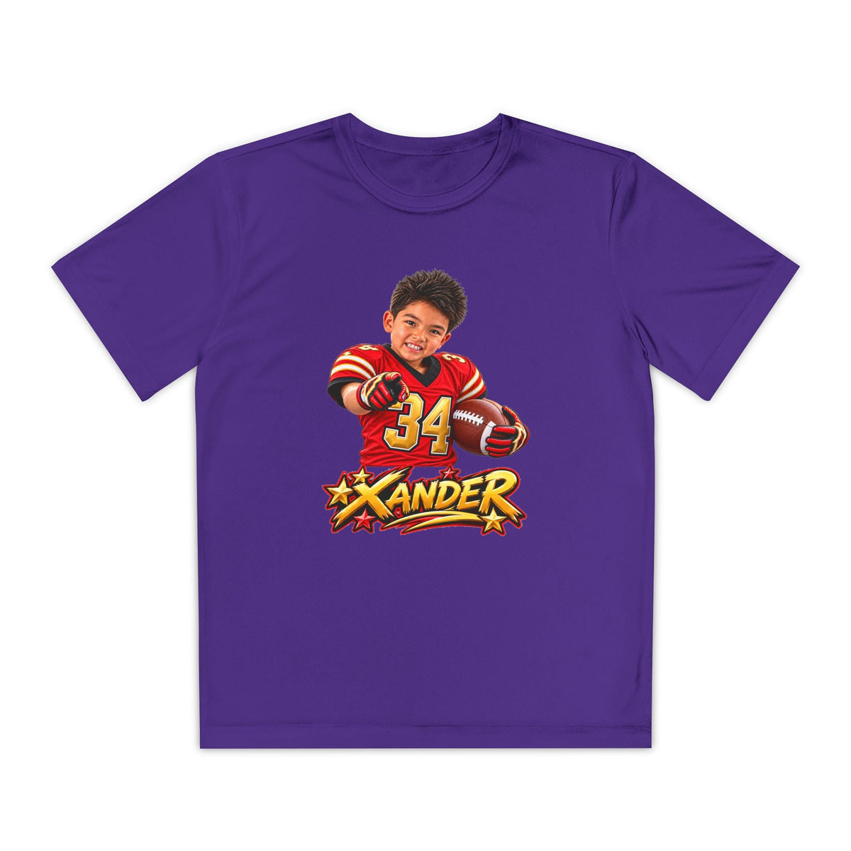 Youth Football Tee — Personalized 'Xander' Player Jersey Design - Getmgirlzworld Shop