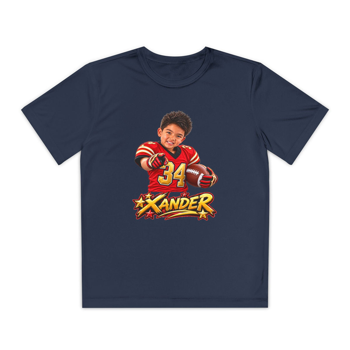 Youth Football Tee — Personalized 'Xander' Player Jersey Design - Getmgirlzworld Shop