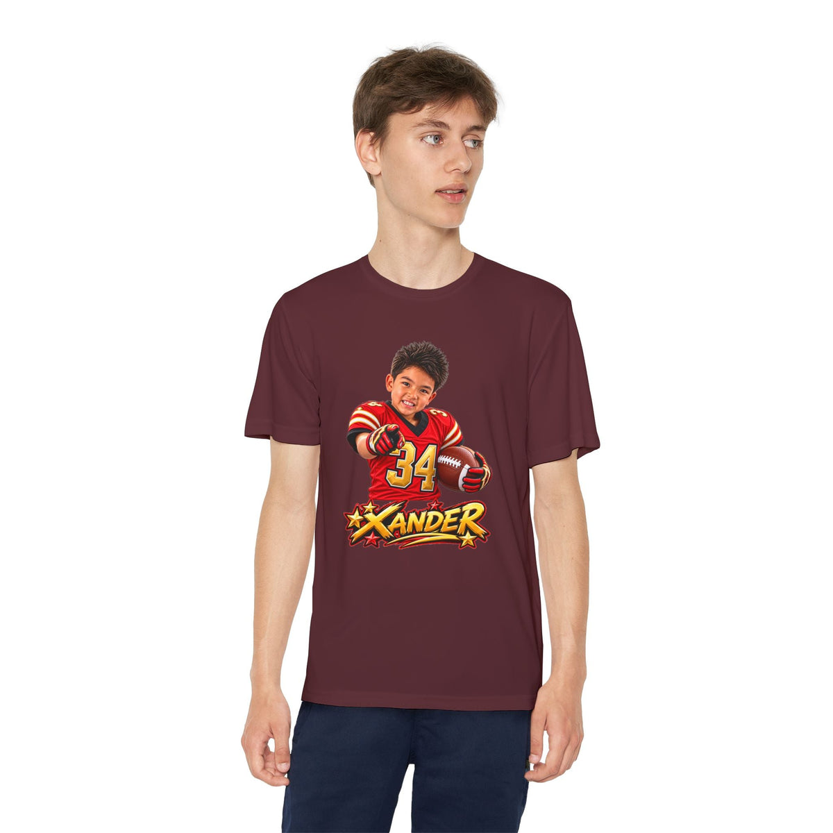 Youth Football Tee — Personalized 'Xander' Player Jersey Design - Getmgirlzworld Shop