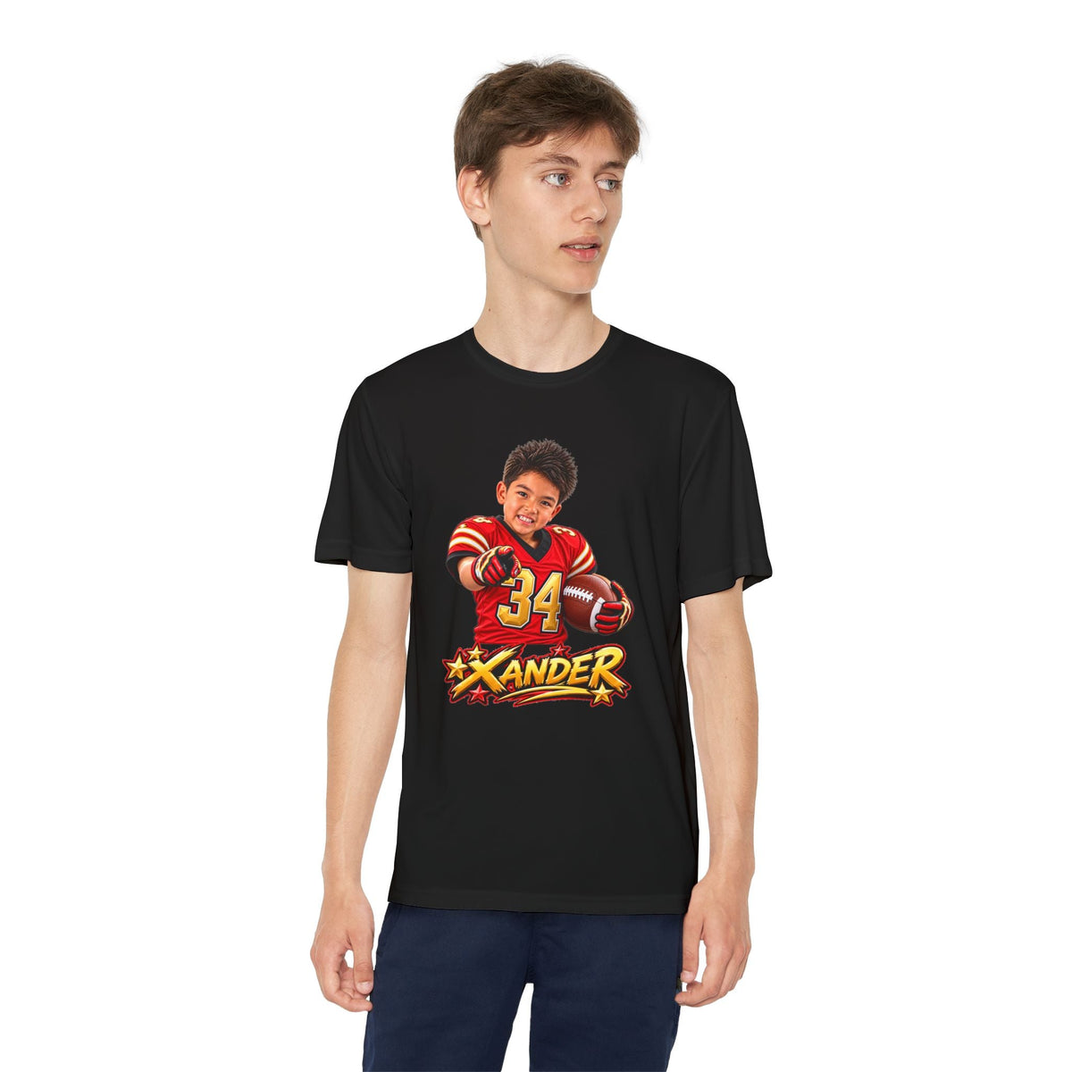 Youth Football Tee — Personalized 'Xander' Player Jersey Design - Getmgirlzworld Shop