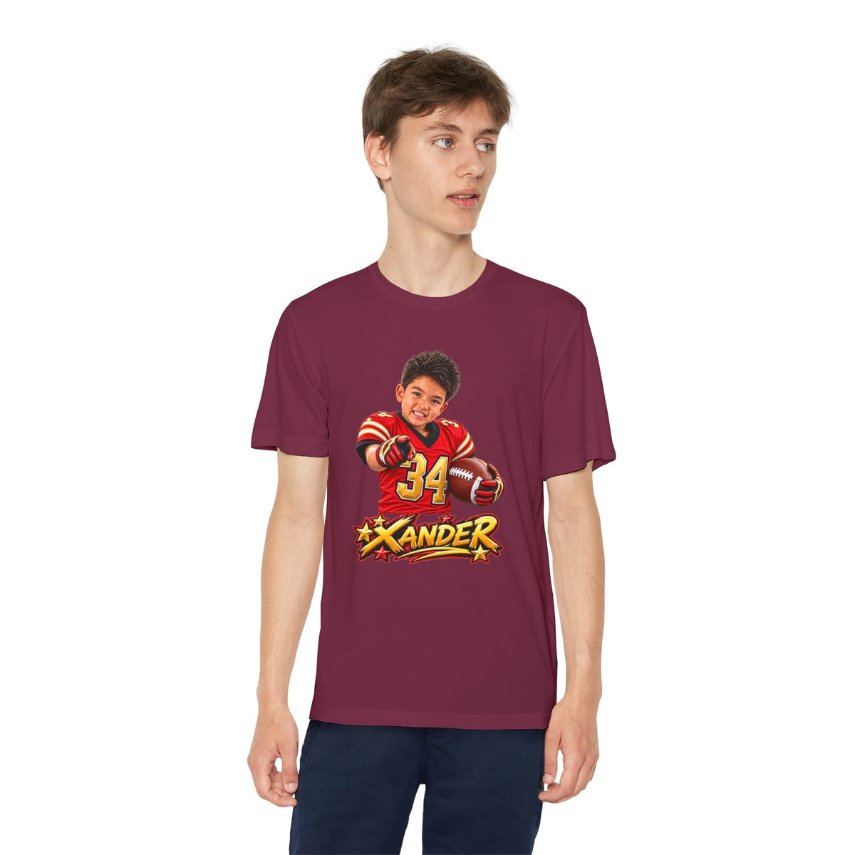 Youth Football Tee — Personalized 'Xander' Player Jersey Design - Getmgirlzworld Shop