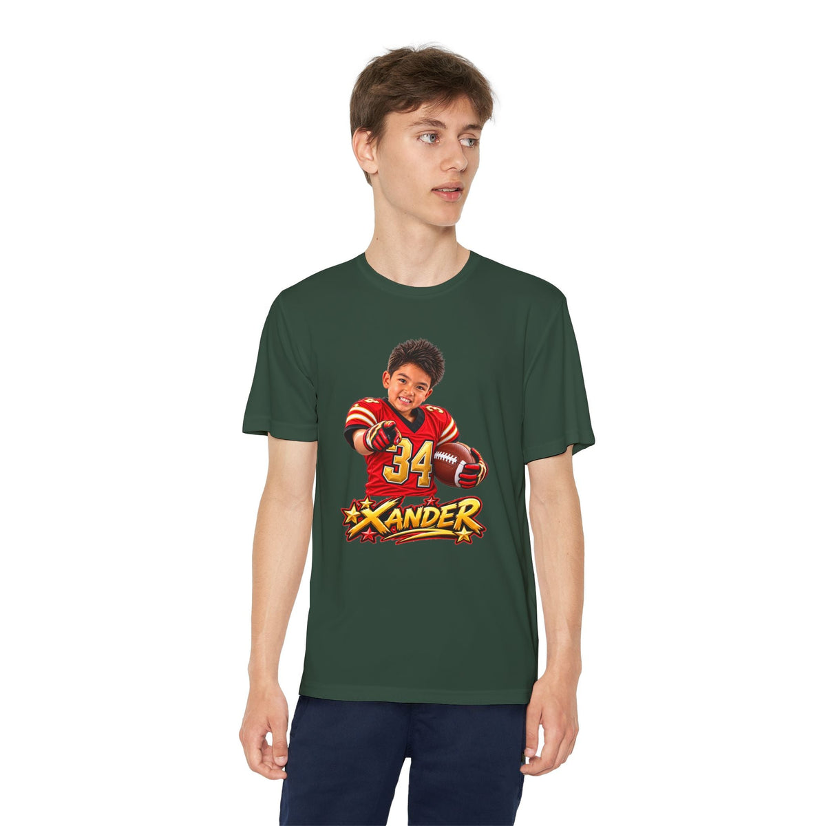 Youth Football Tee — Personalized 'Xander' Player Jersey Design - Getmgirlzworld Shop
