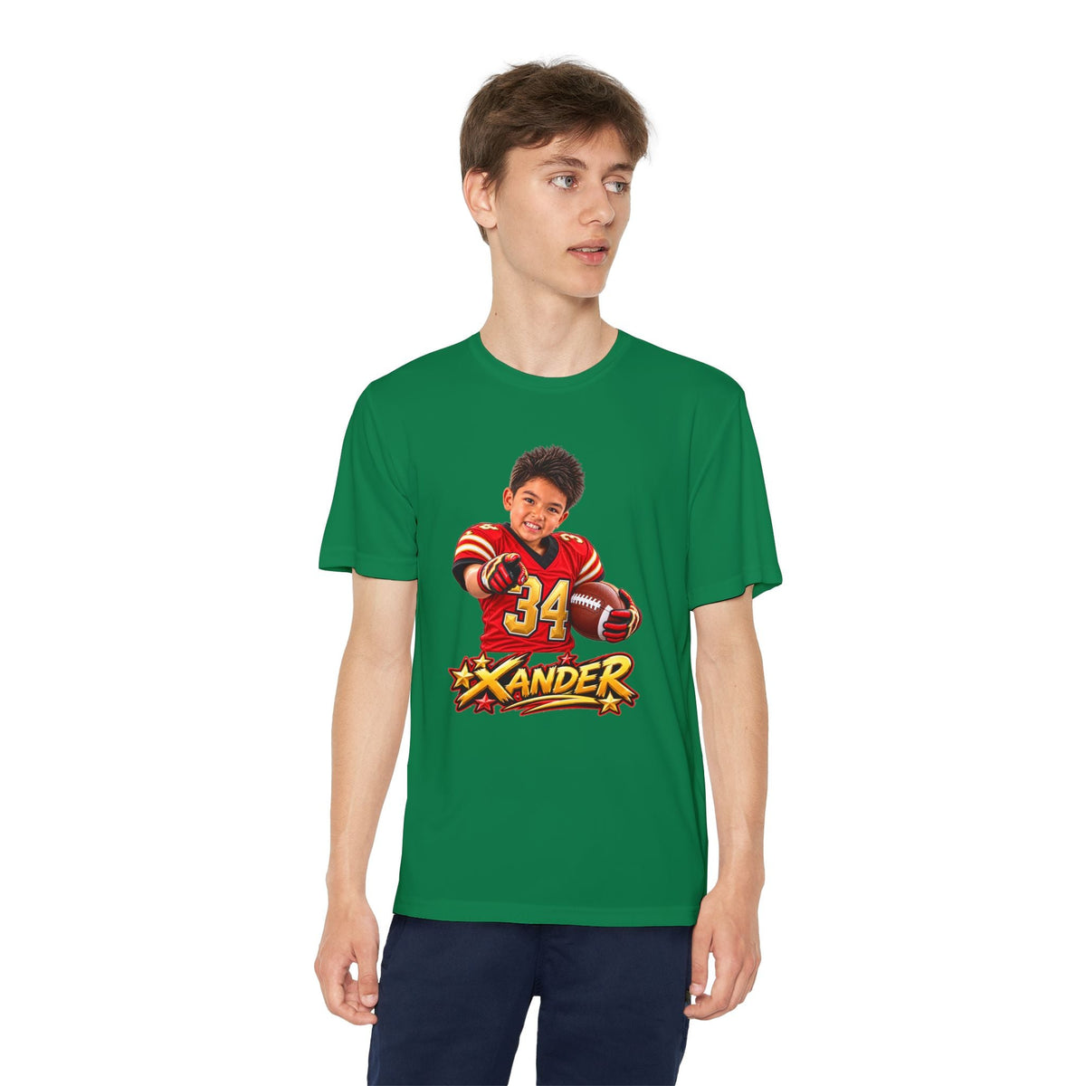Youth Football Tee — Personalized 'Xander' Player Jersey Design - Getmgirlzworld Shop