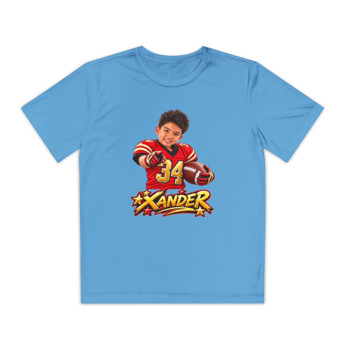 Youth Football Tee — Personalized 'Xander' Player Jersey Design - Getmgirlzworld Shop