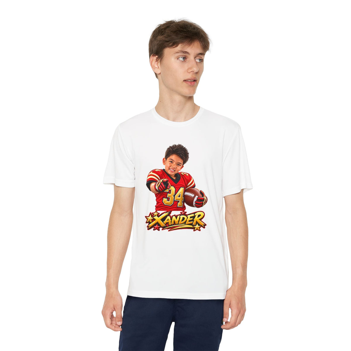 Youth Football Tee — Personalized 'Xander' Player Jersey Design - Getmgirlzworld Shop