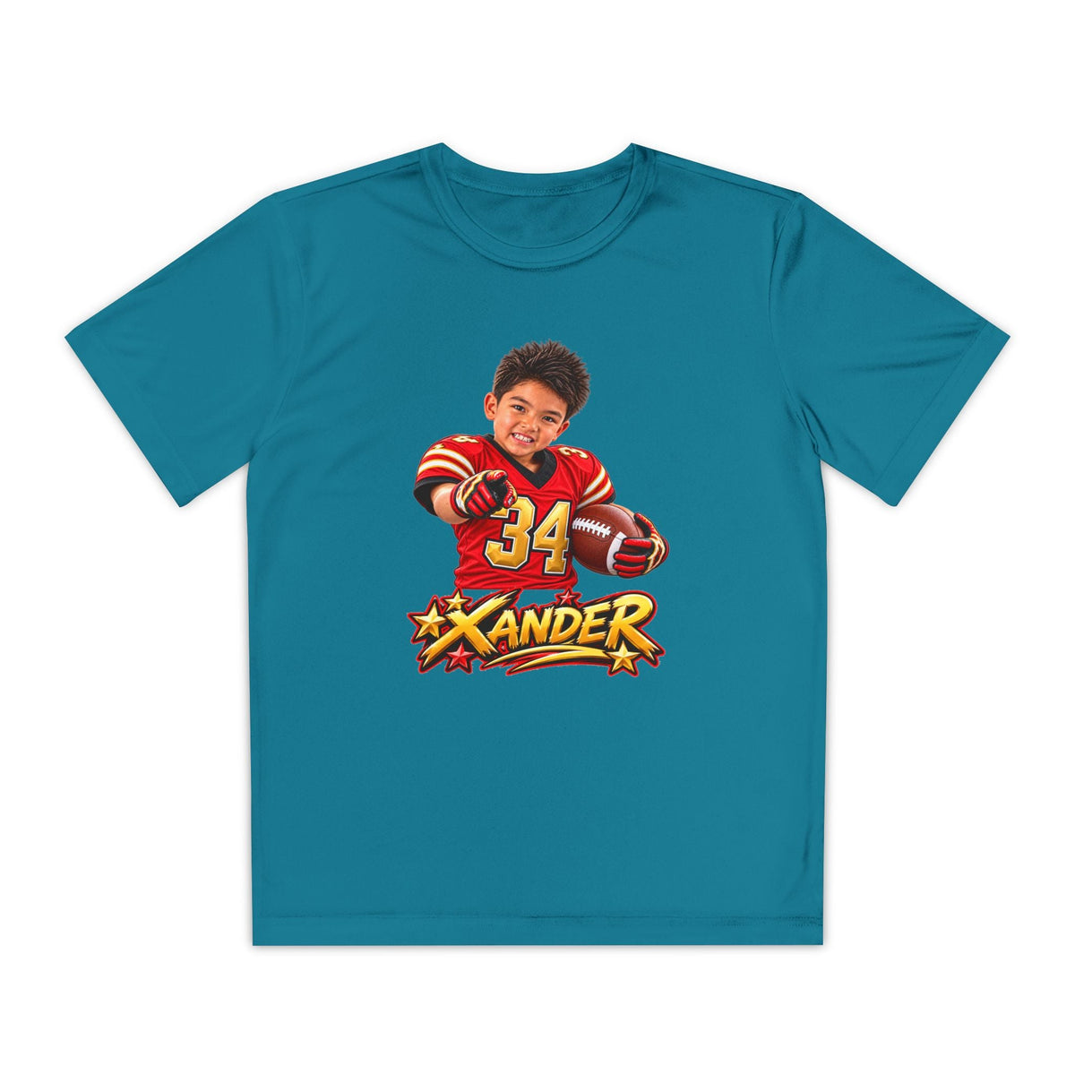 Youth Football Tee — Personalized 'Xander' Player Jersey Design - Getmgirlzworld Shop