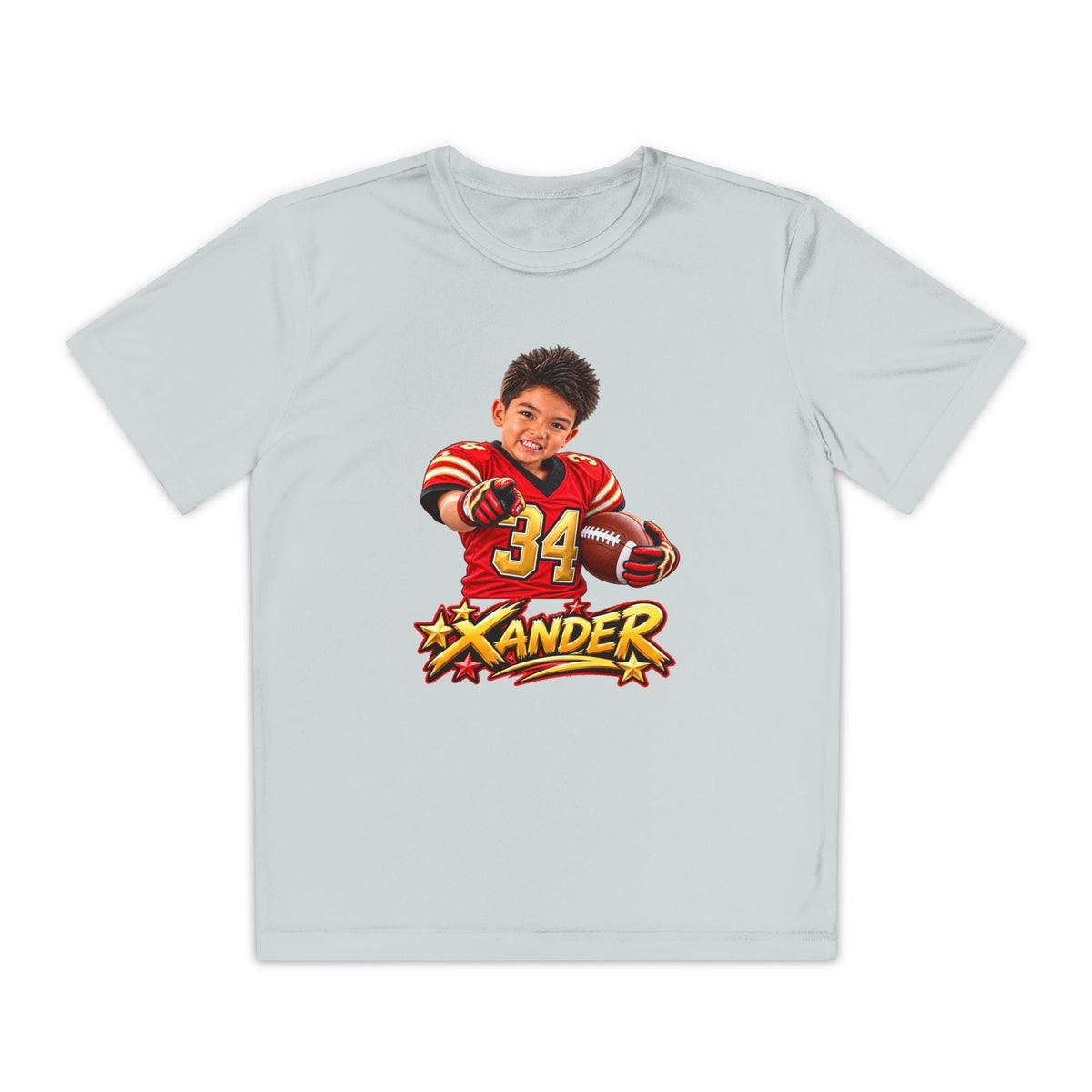 Youth Football Tee — Personalized 'Xander' Player Jersey Design - Getmgirlzworld Shop
