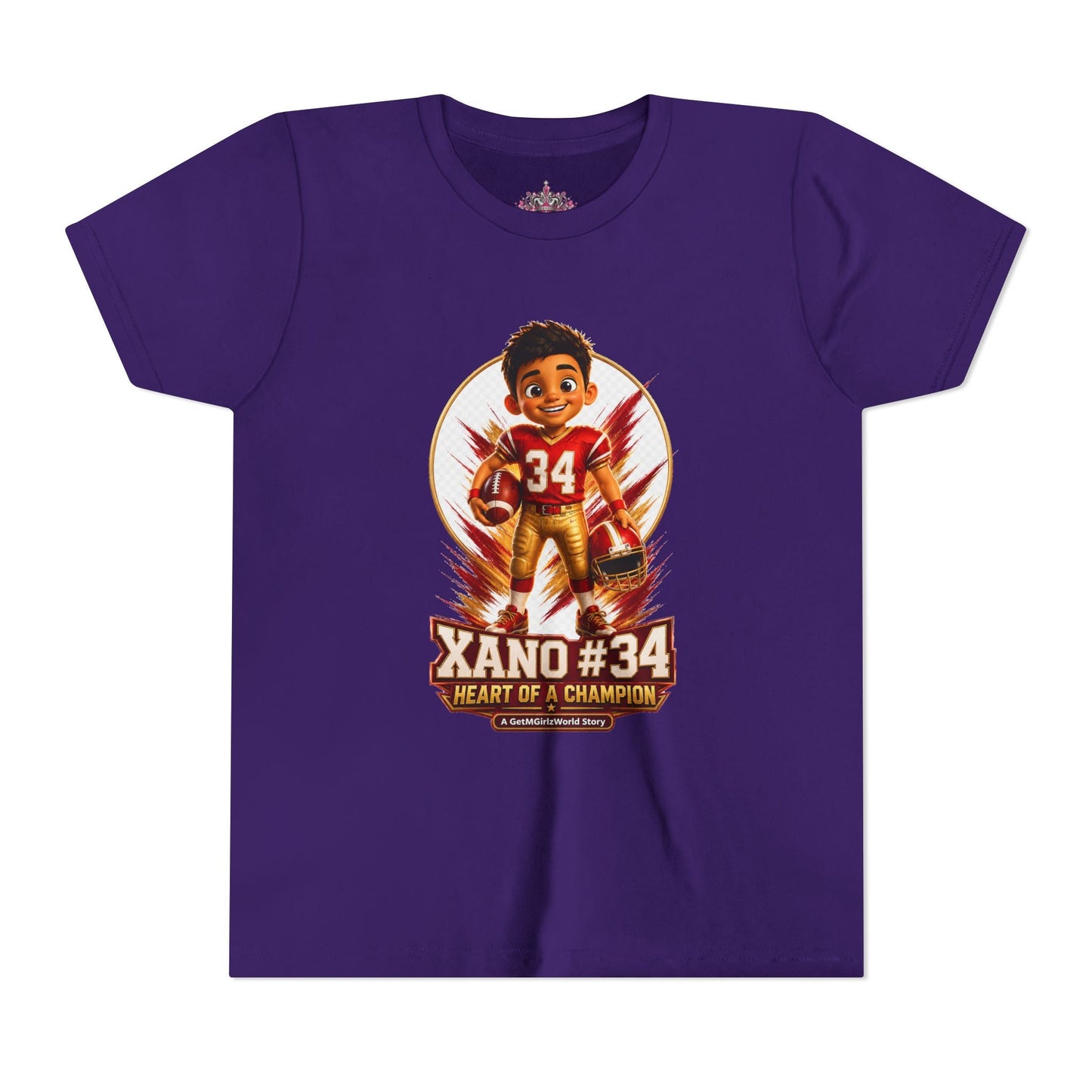 Youth Football Tee — "Xano 34: Heart of a Champion" - Getmgirlzworld Shop