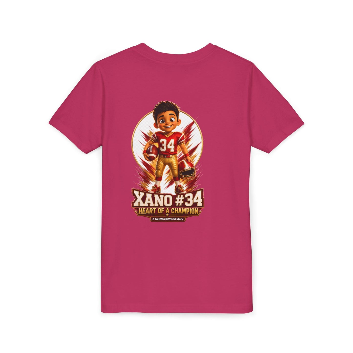 Youth Football Tee — "Xano 34: Heart of a Champion" - Getmgirlzworld Shop