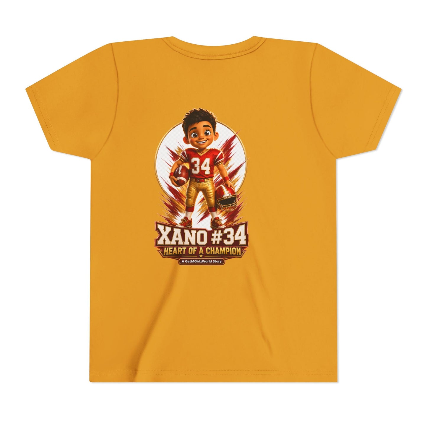 Youth Football Tee — "Xano 34: Heart of a Champion" - Getmgirlzworld Shop