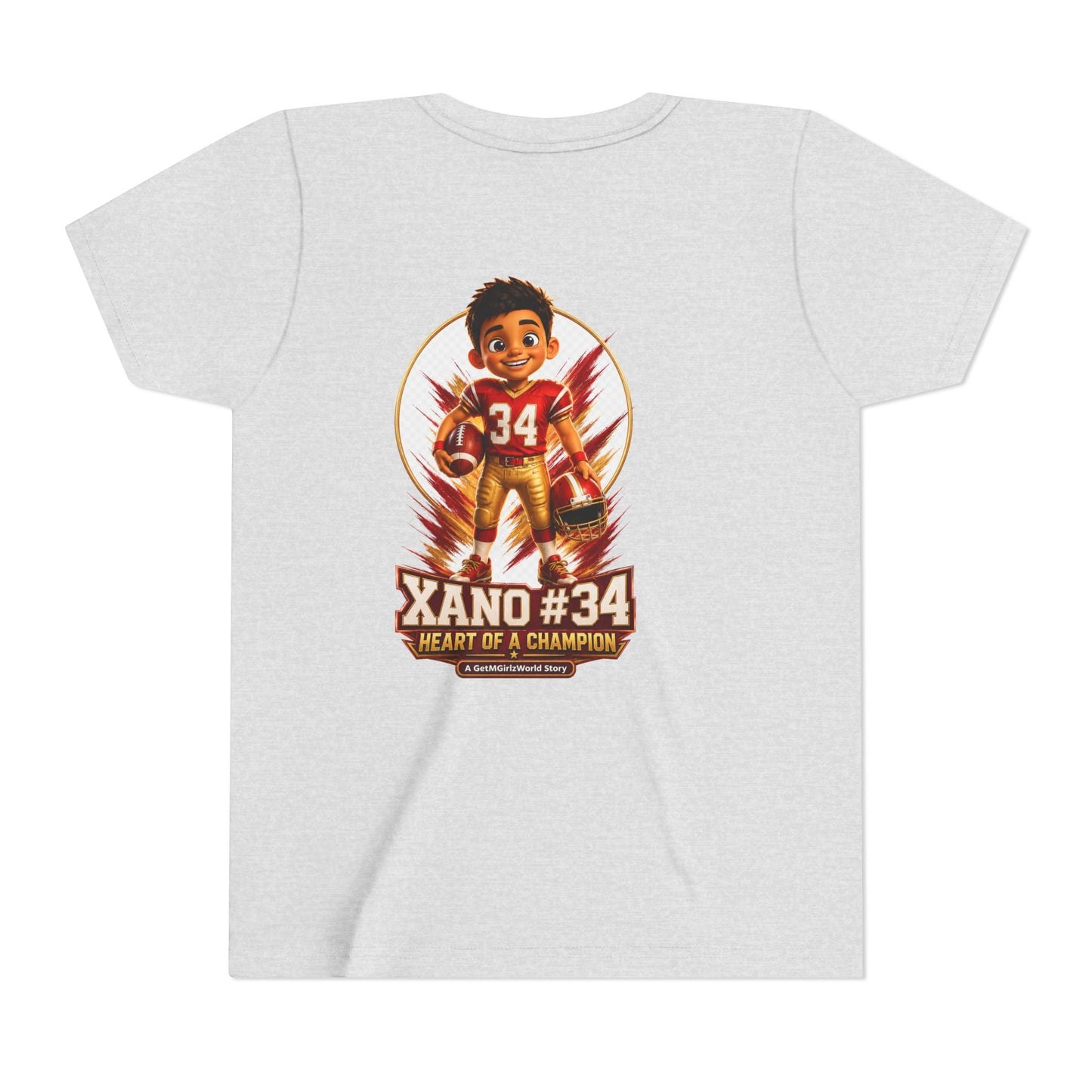 Youth Football Tee — "Xano 34: Heart of a Champion" - Getmgirlzworld Shop