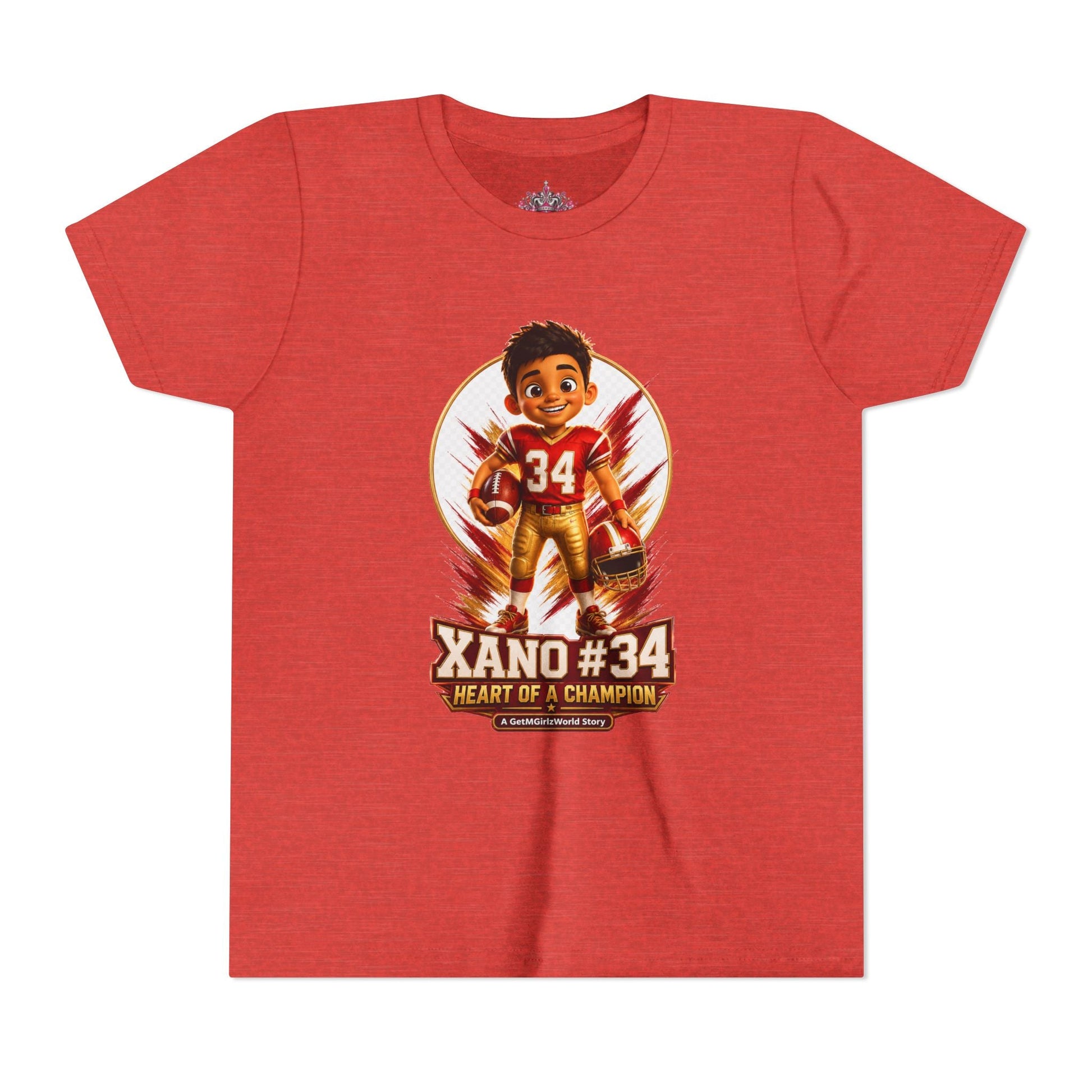 Youth Football Tee — "Xano 34: Heart of a Champion" - Getmgirlzworld Shop