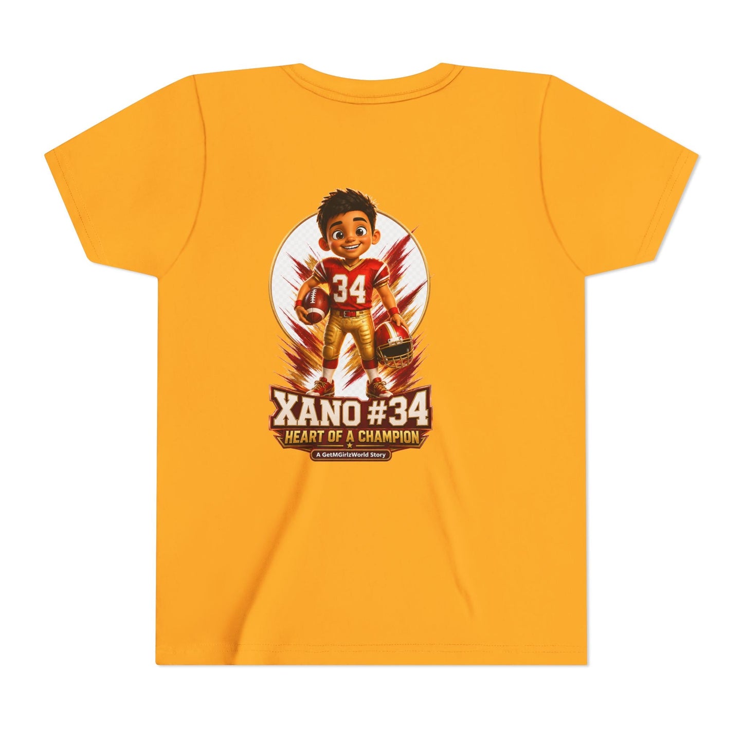 Youth Football Tee — "Xano 34: Heart of a Champion" - Getmgirlzworld Shop