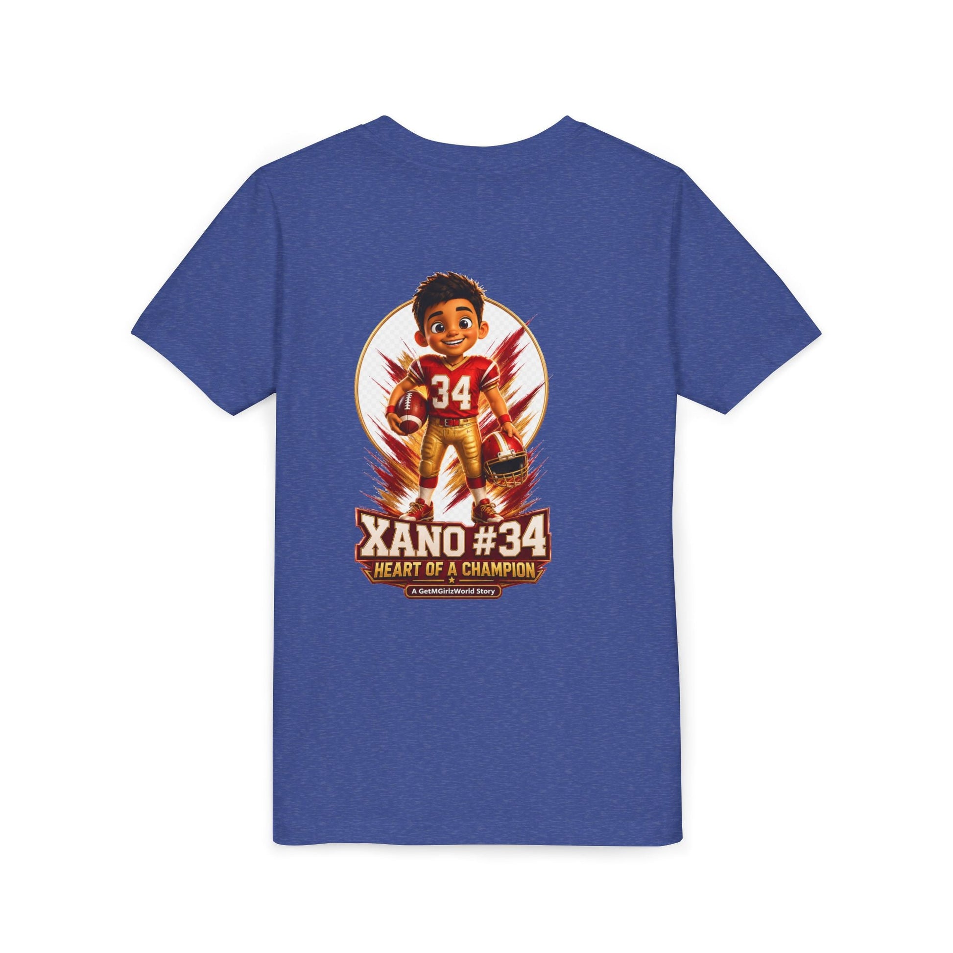 Youth Football Tee — "Xano 34: Heart of a Champion" - Getmgirlzworld Shop