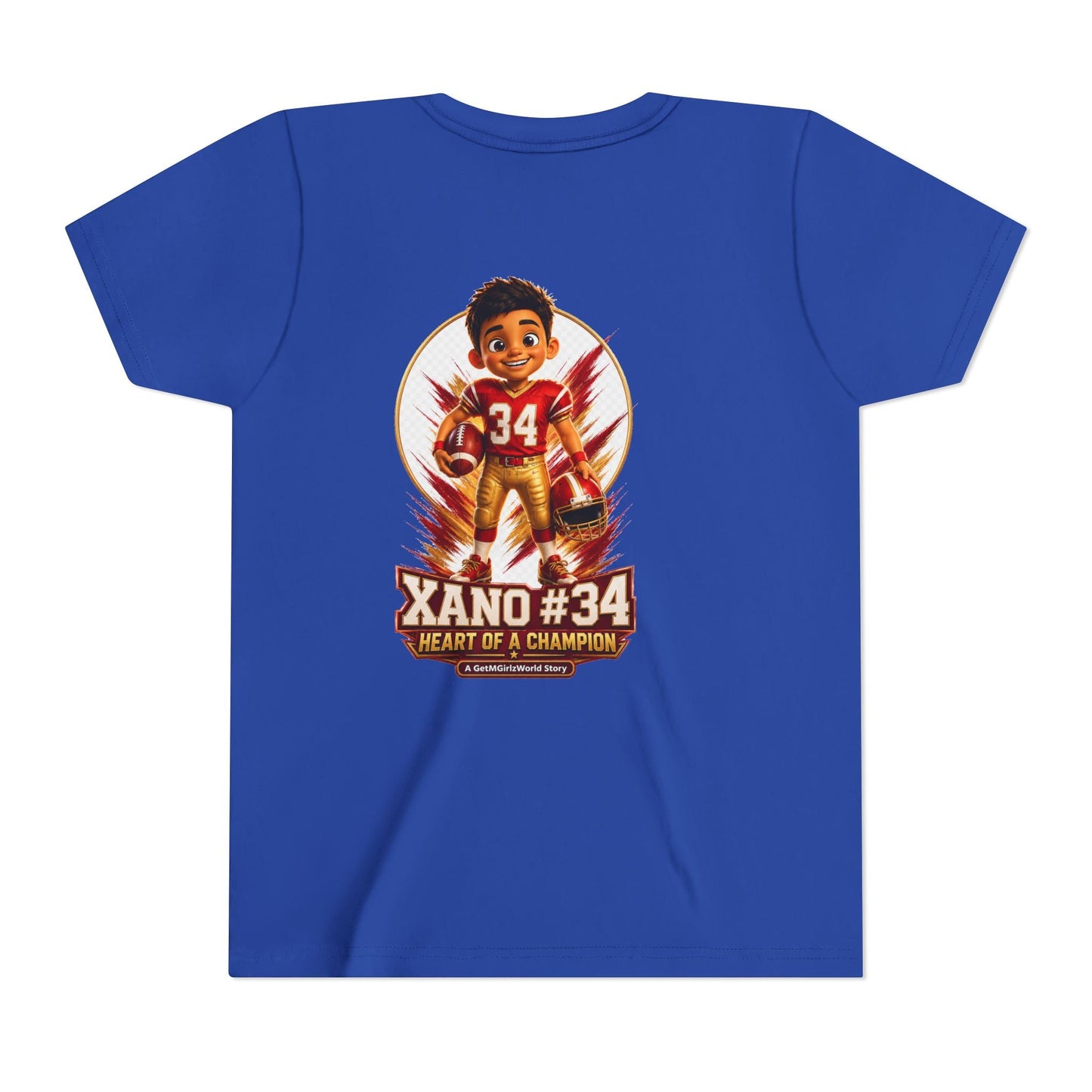 Youth Football Tee — "Xano 34: Heart of a Champion" - Getmgirlzworld Shop