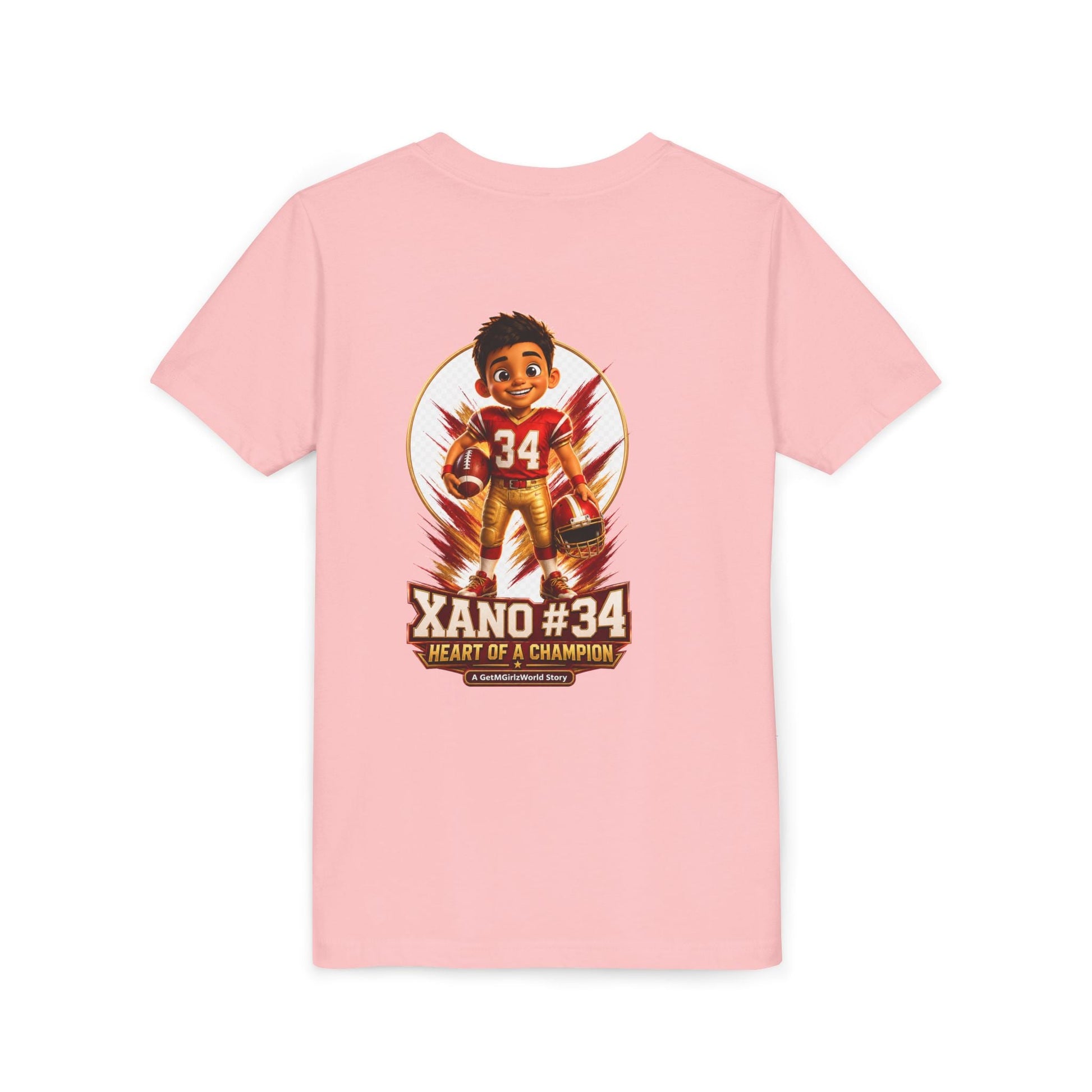 Youth Football Tee — "Xano 34: Heart of a Champion" - Getmgirlzworld Shop