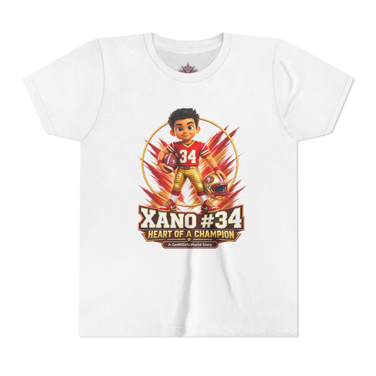 Youth Football Tee — "Xano 34: Heart of a Champion" - Getmgirlzworld Shop