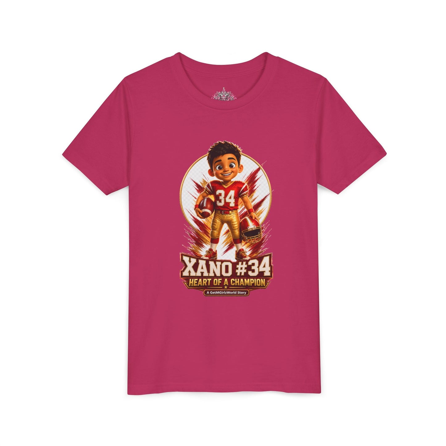 Youth Football Tee — "Xano 34: Heart of a Champion" - Getmgirlzworld Shop