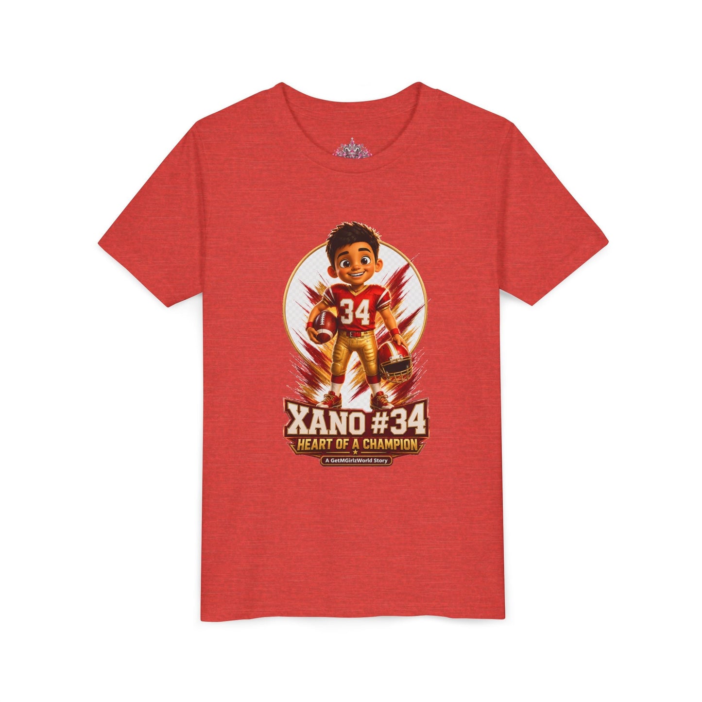 Youth Football Tee — "Xano 34: Heart of a Champion" - Getmgirlzworld Shop