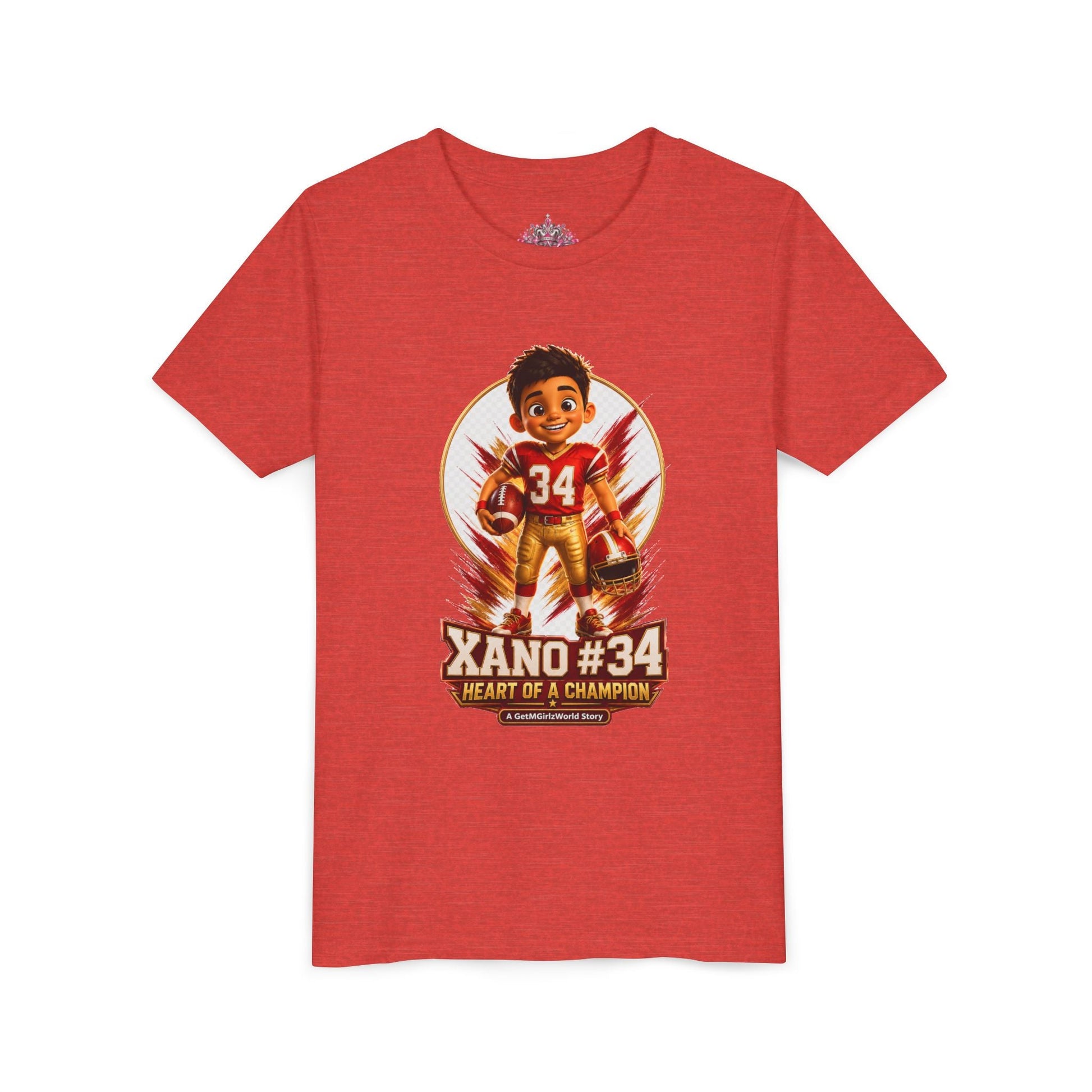 Youth Football Tee — "Xano 34: Heart of a Champion" - Getmgirlzworld Shop