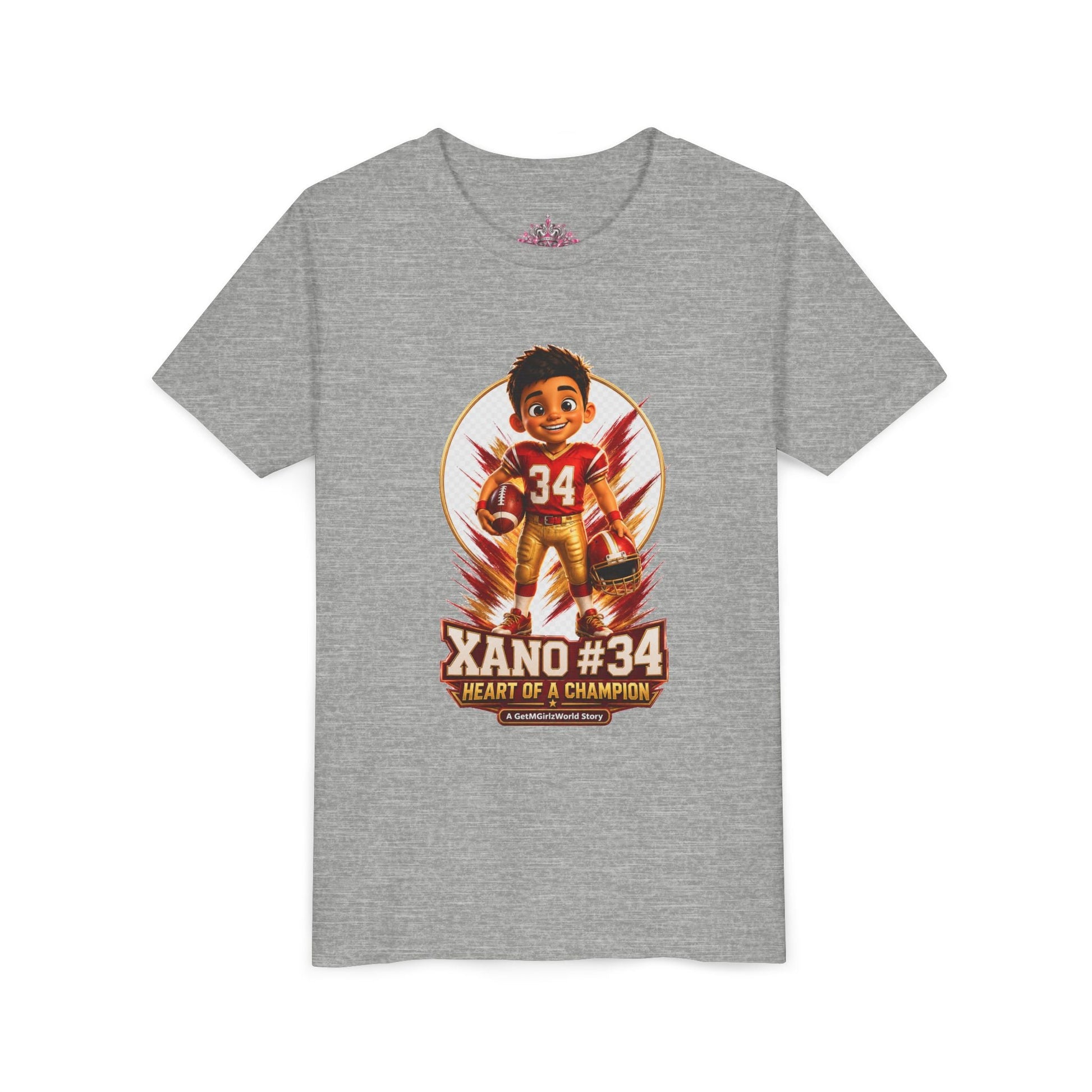 Youth Football Tee — "Xano 34: Heart of a Champion" - Getmgirlzworld Shop