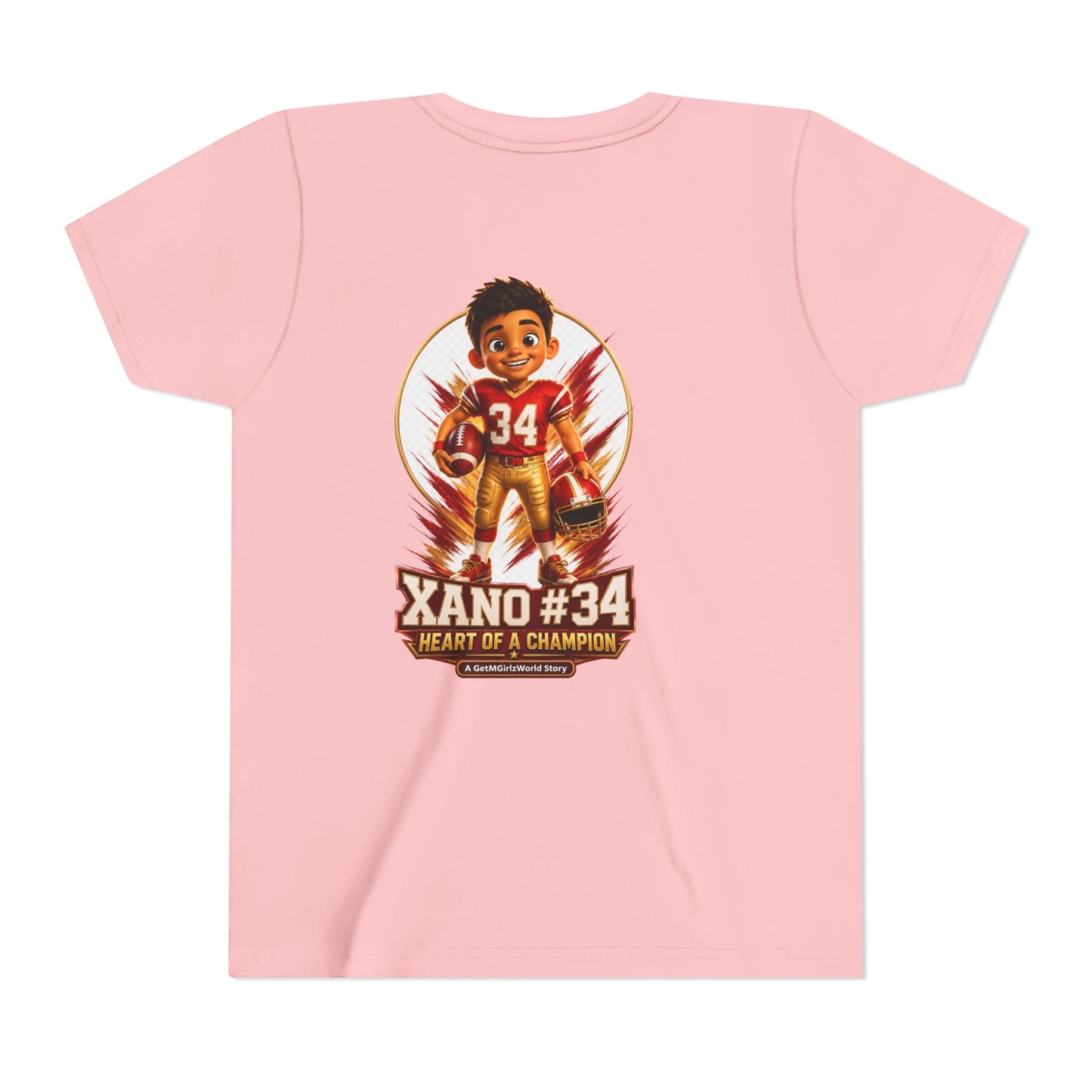 Youth Football Tee — "Xano 34: Heart of a Champion" - Getmgirlzworld Shop