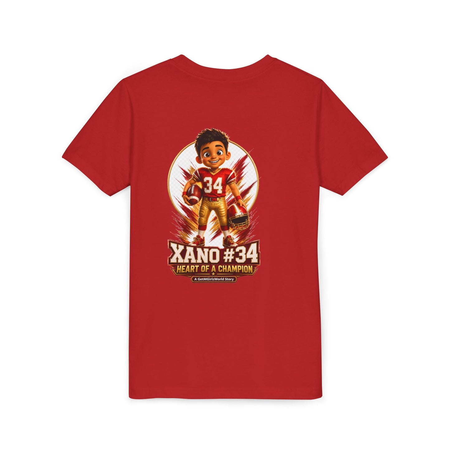 Youth Football Tee — "Xano 34: Heart of a Champion" - Getmgirlzworld Shop