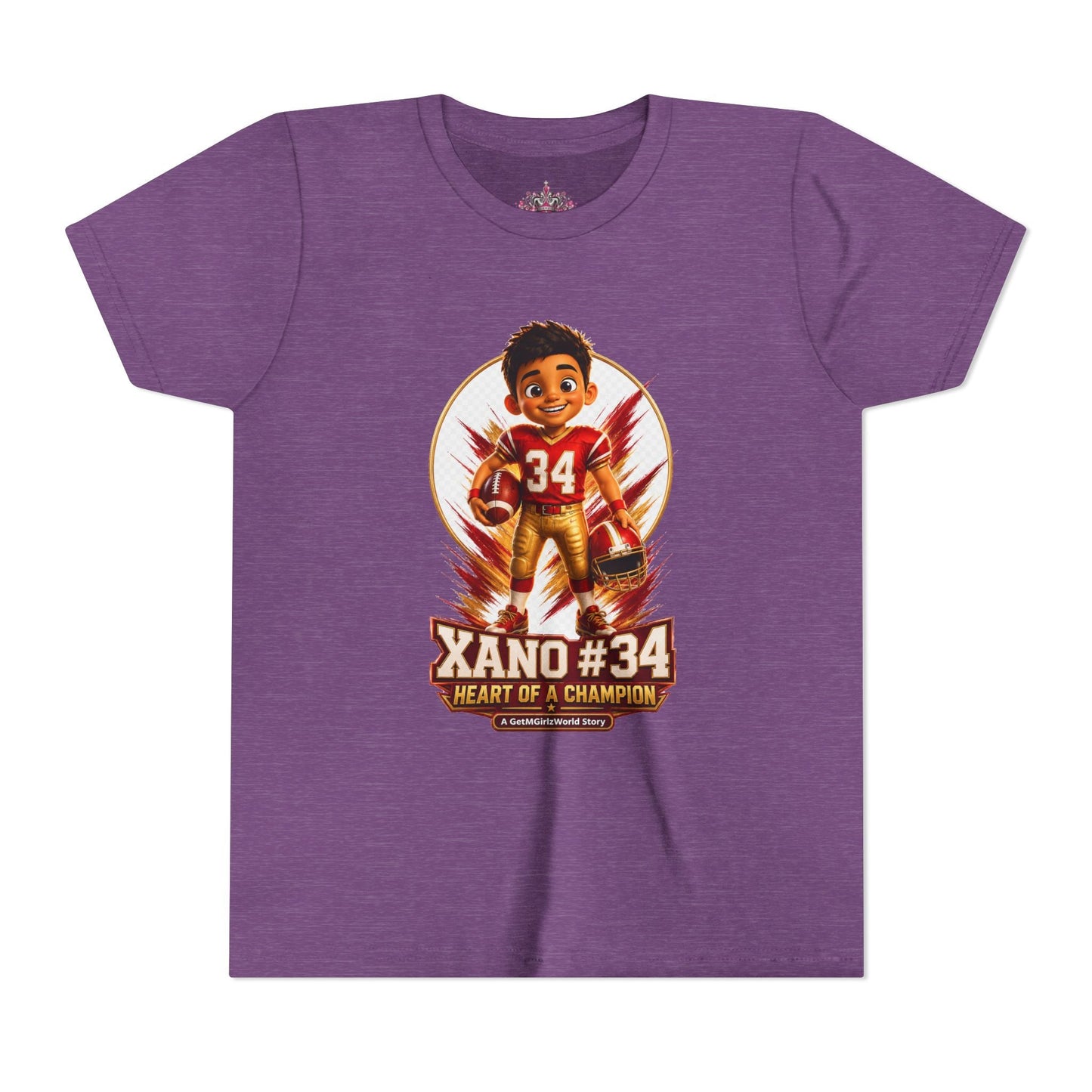 Youth Football Tee — "Xano 34: Heart of a Champion" - Getmgirlzworld Shop