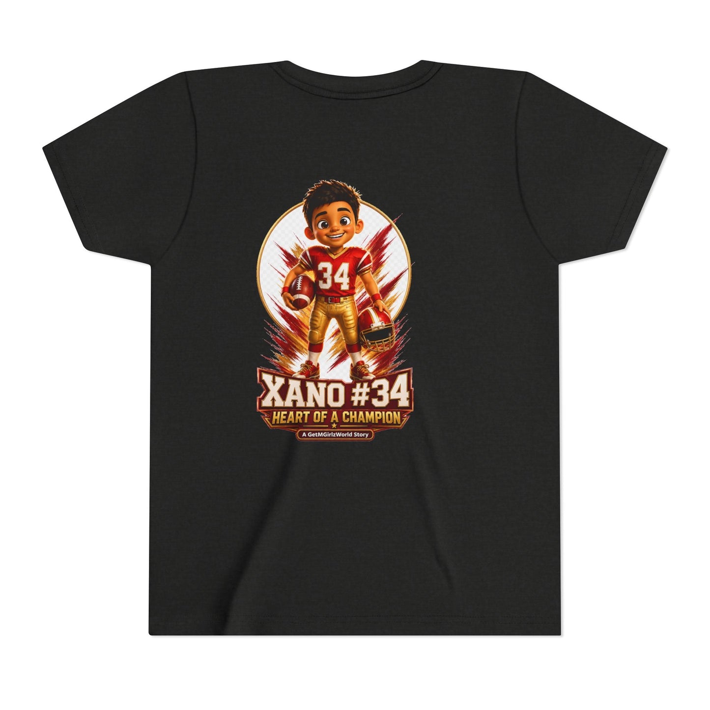 Youth Football Tee — "Xano 34: Heart of a Champion" - Getmgirlzworld Shop